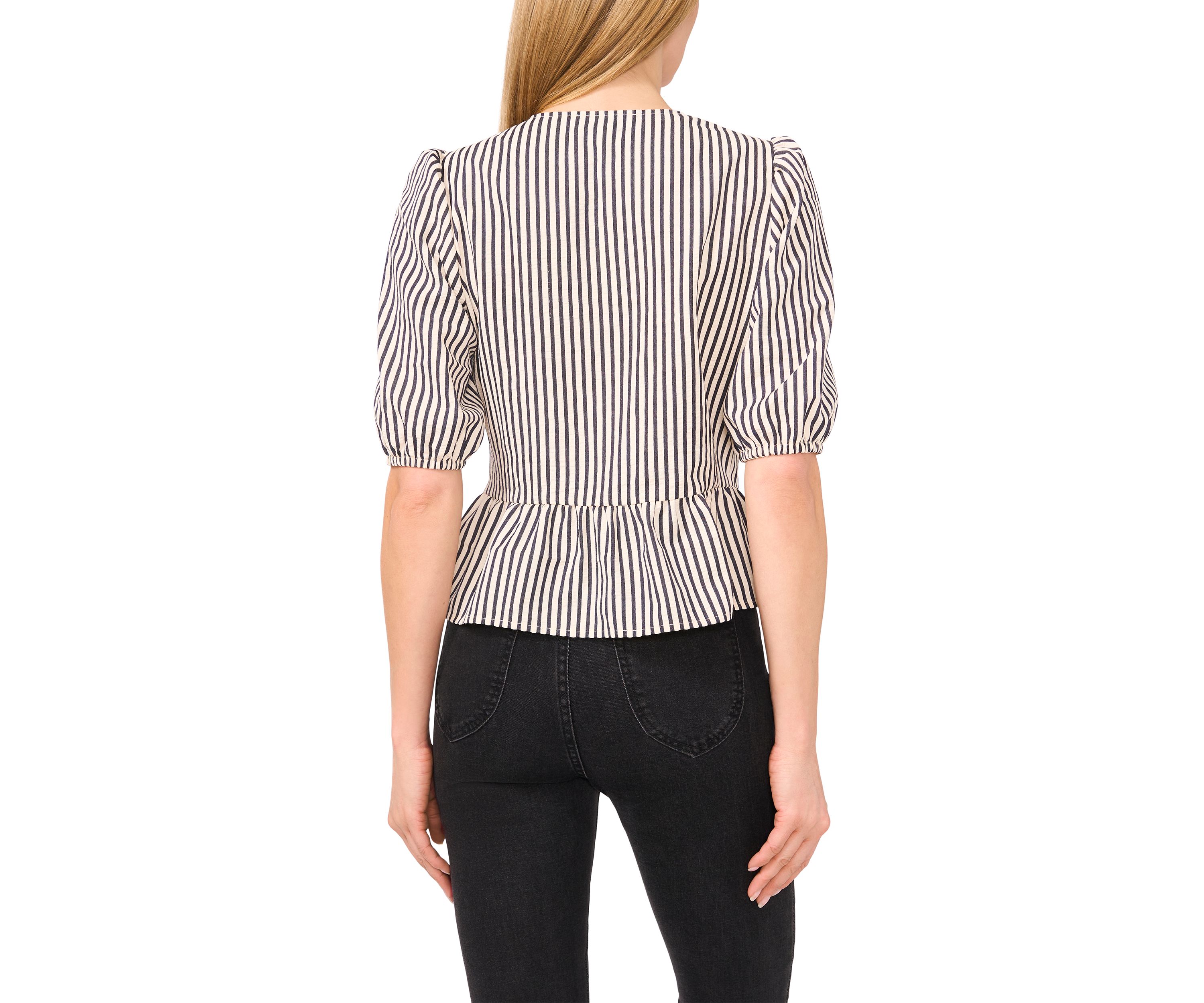 Petite Bow Front Peplum Hem Top