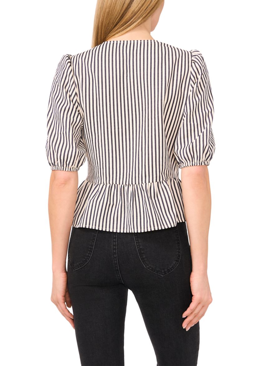 Petite Bow Front Peplum Hem Top