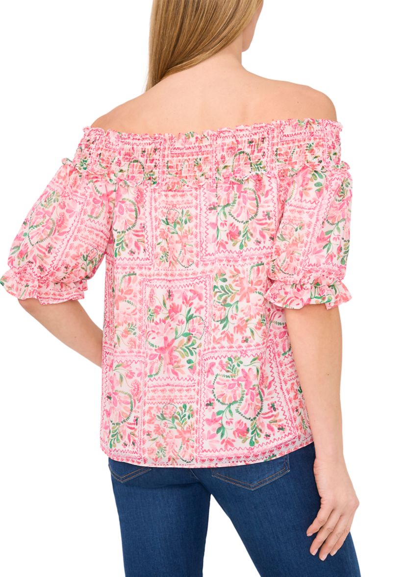 Petite Off the Shoulder Printed Top 