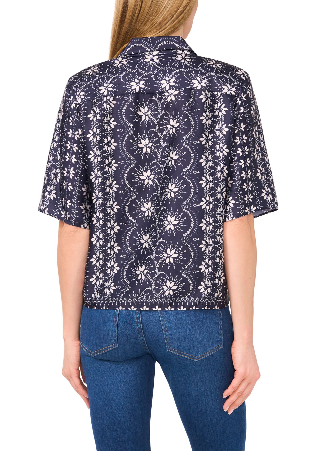 Petite Puff Sleeve Button Front Top