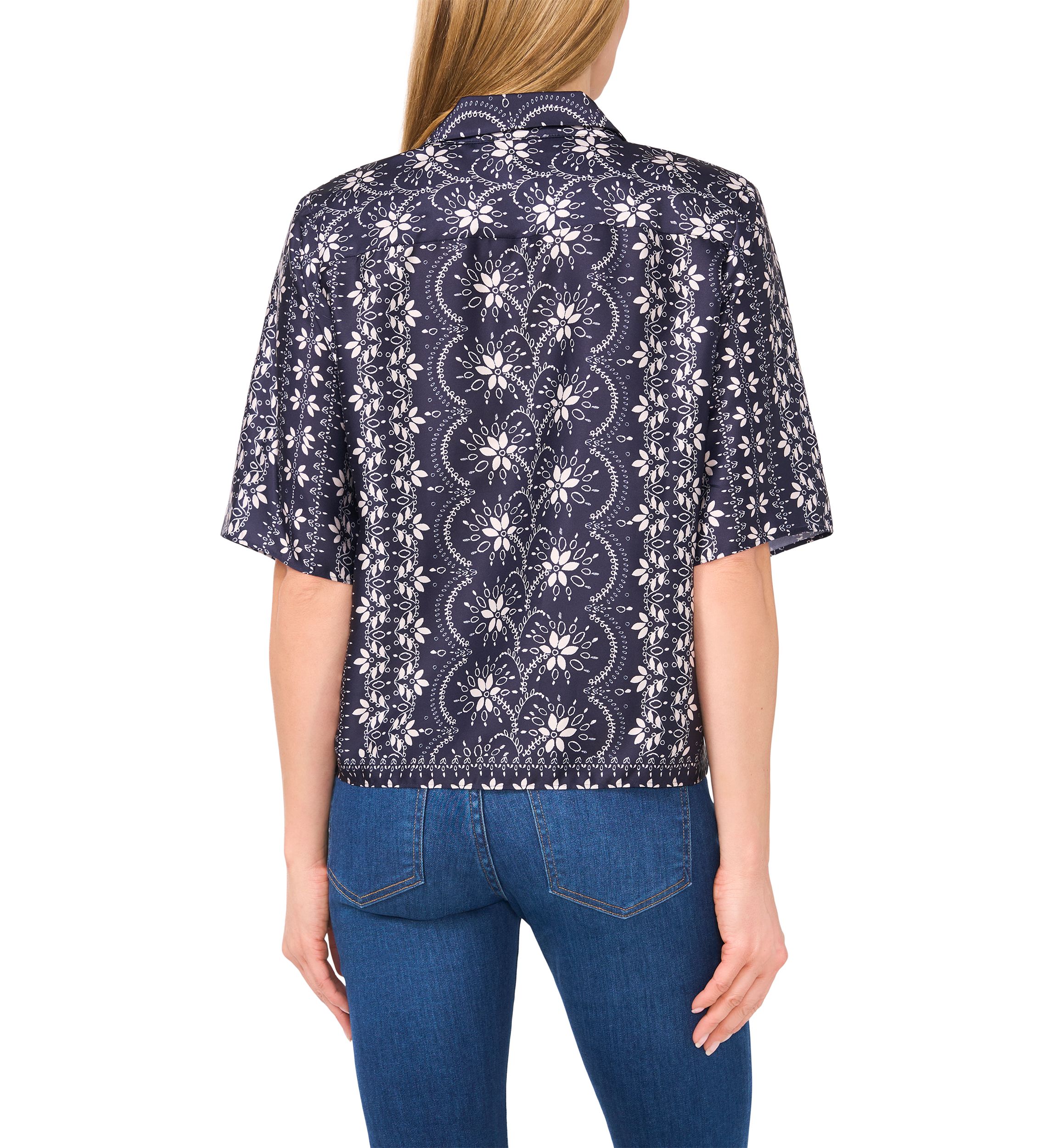 Petite Puff Sleeve Button Front Top