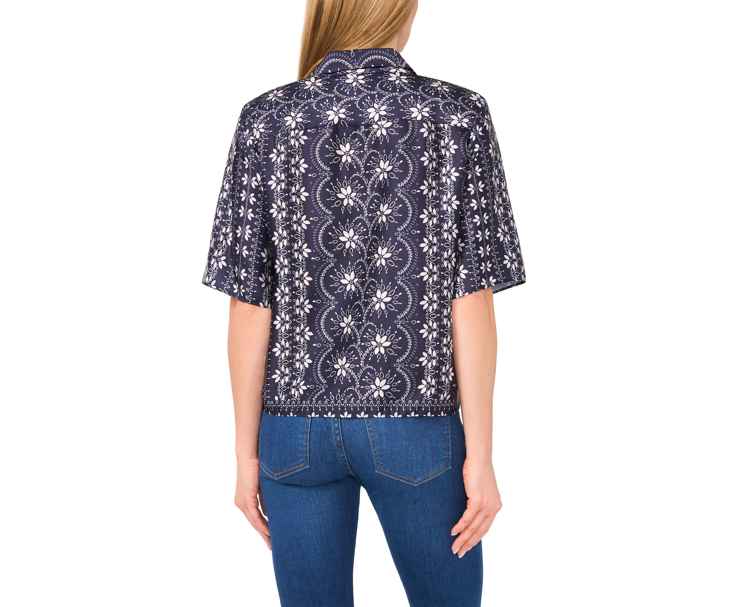 Petite Puff Sleeve Button Front Top