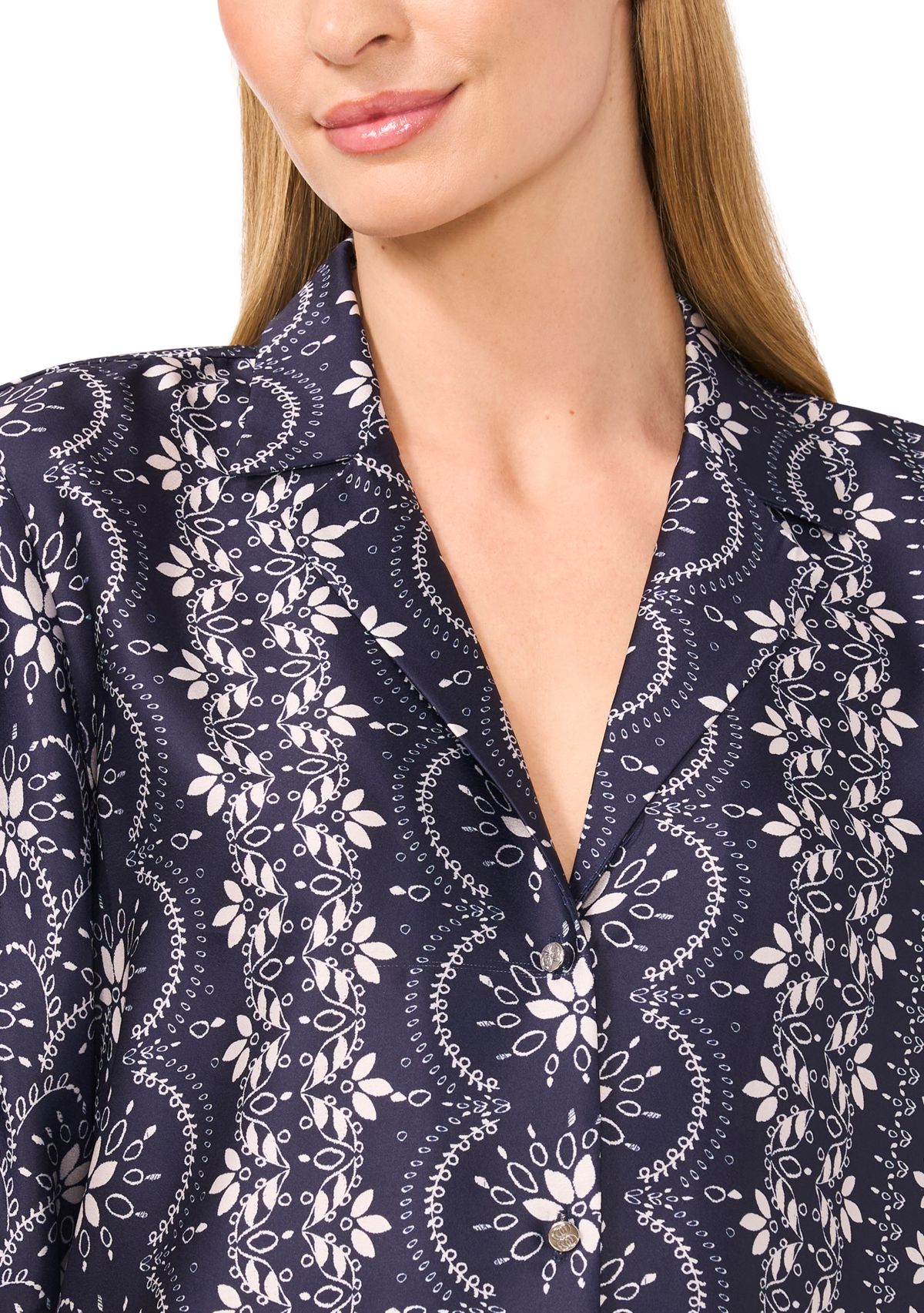 Petite Puff Sleeve Button Front Top