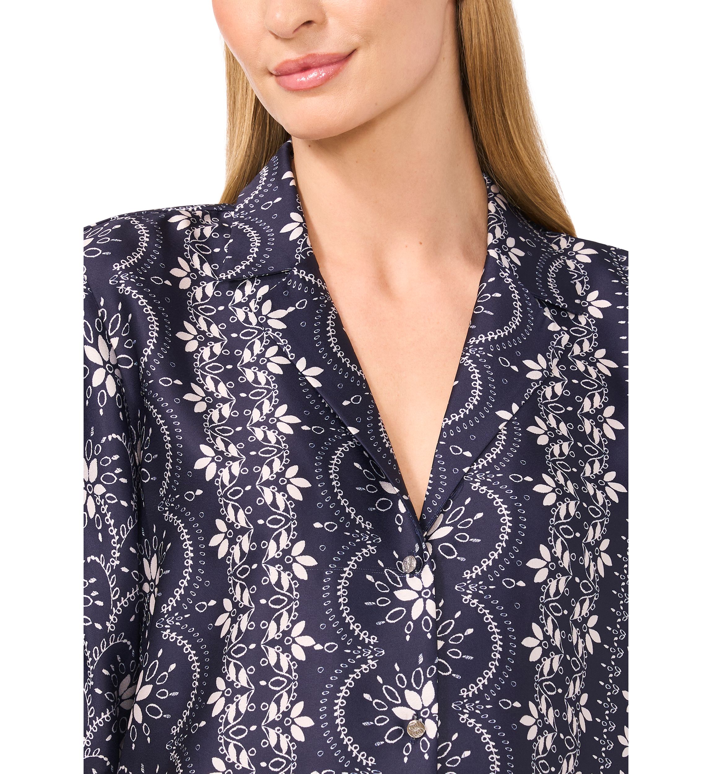 Petite Puff Sleeve Button Front Top