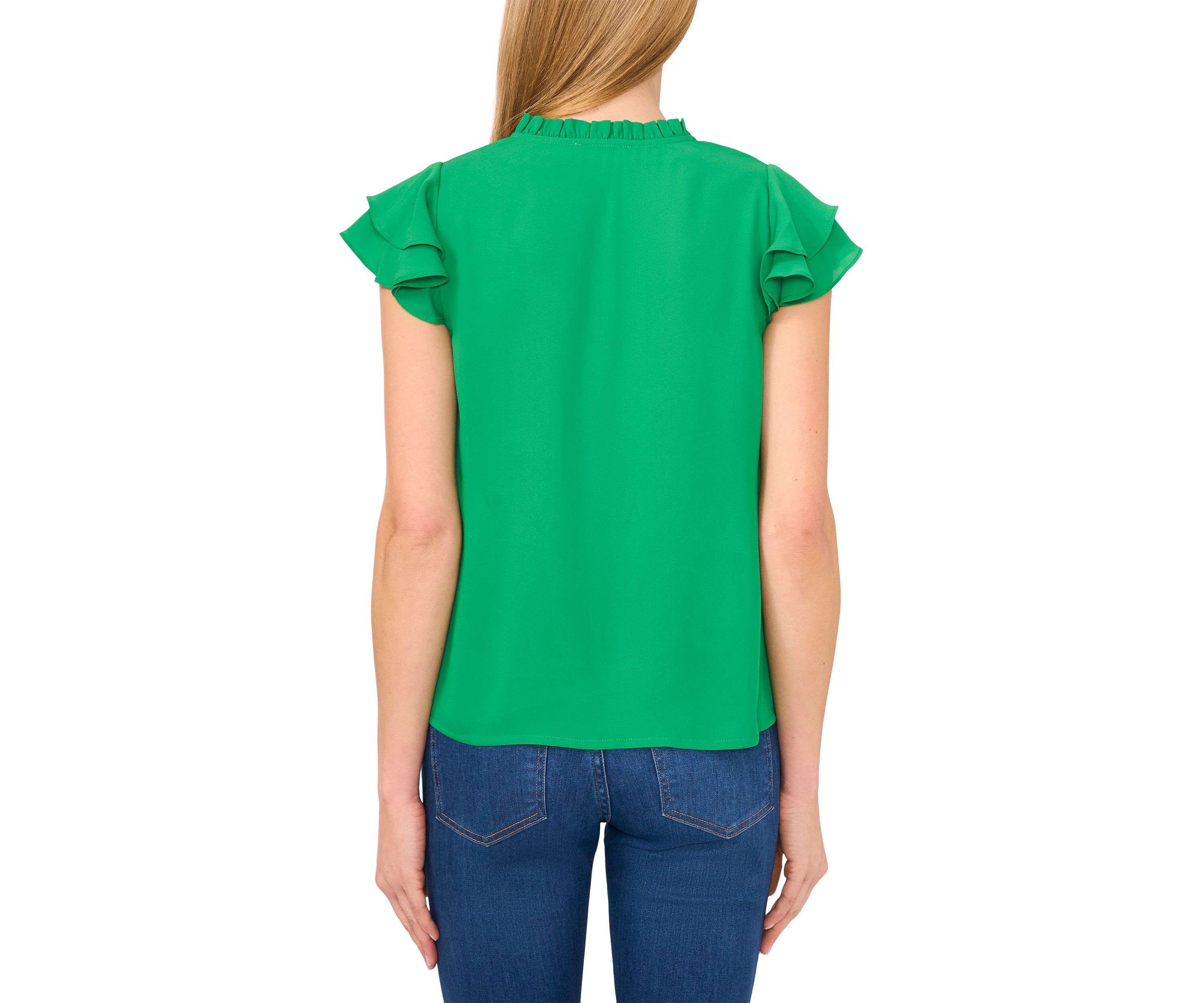 Petite Tie Front Flutter Sleeve Top 