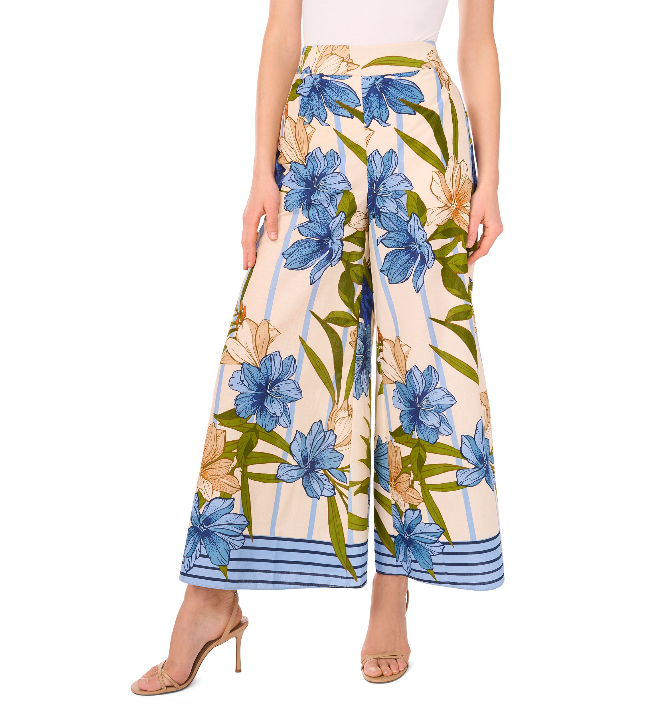 Petite Printed Wide Leg Pull On Pants