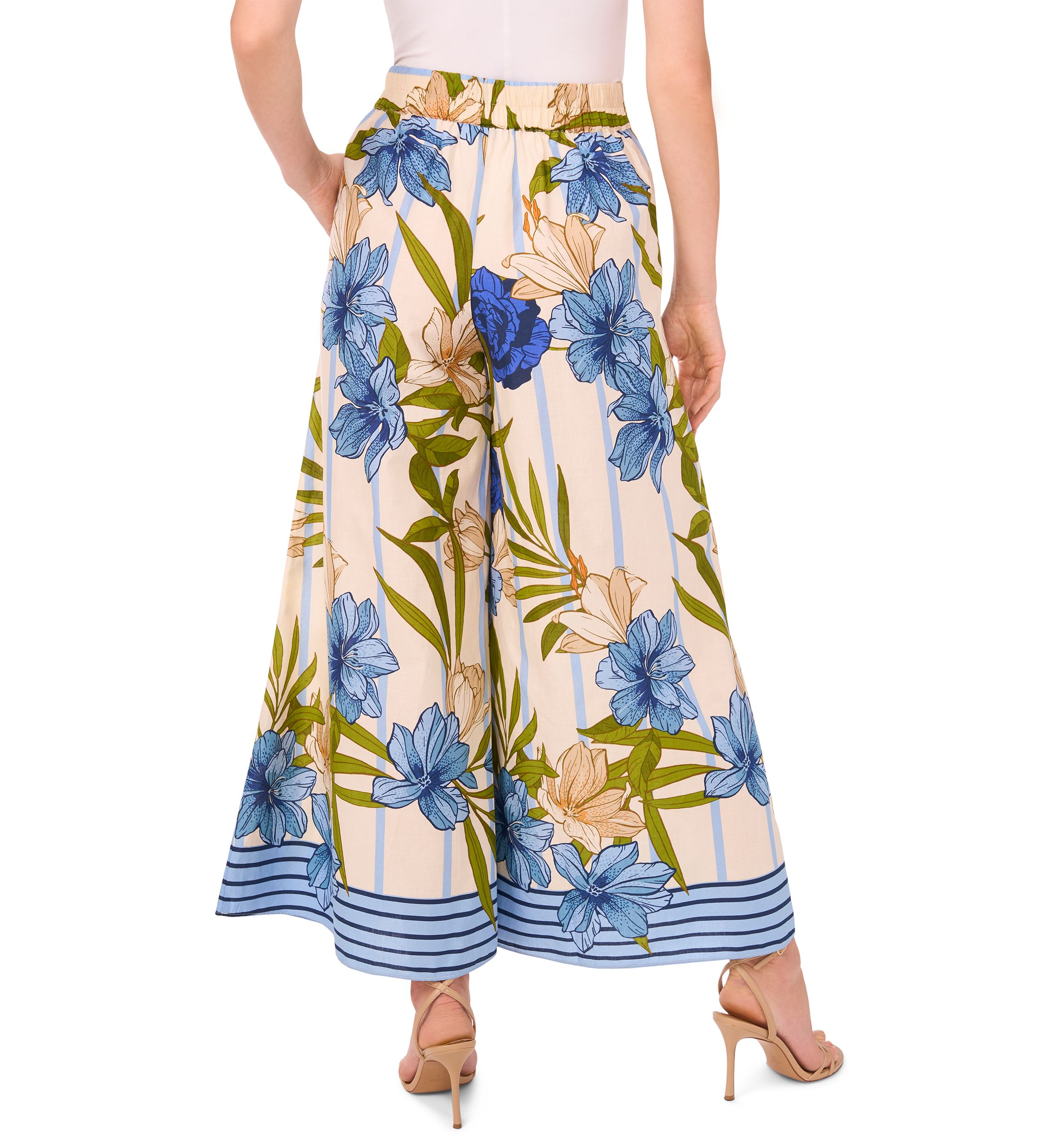 Petite Printed Wide Leg Pull On Pants