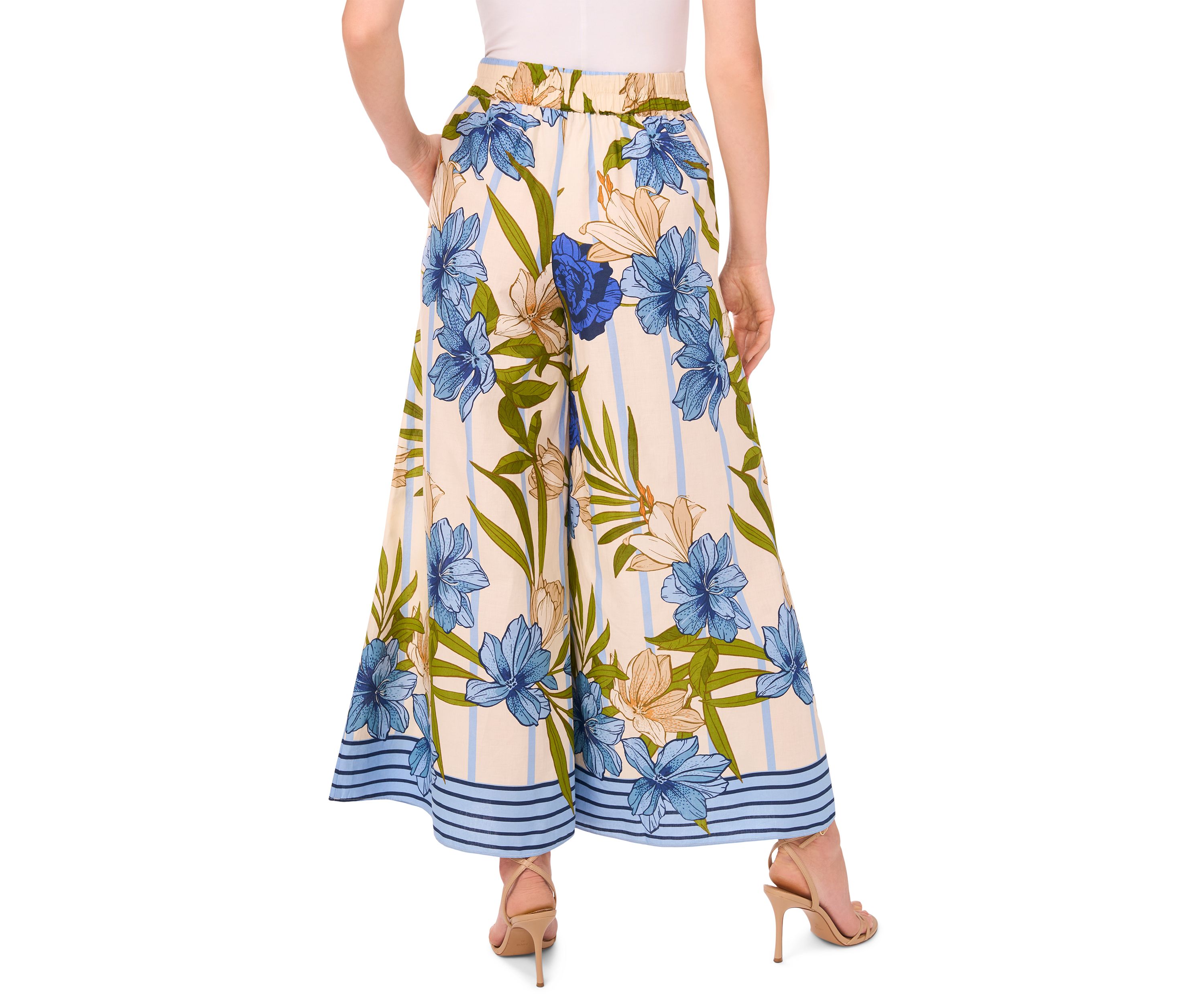 Petite Printed Wide Leg Pull On Pants