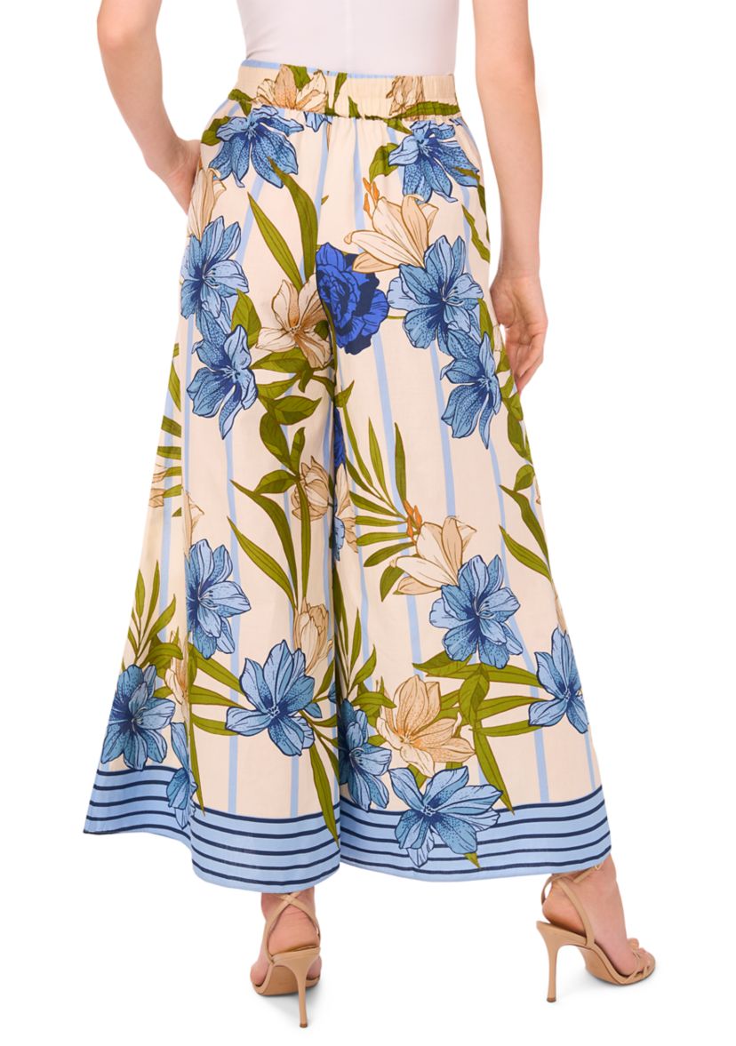 Petite Printed Wide Leg Pull On Pants