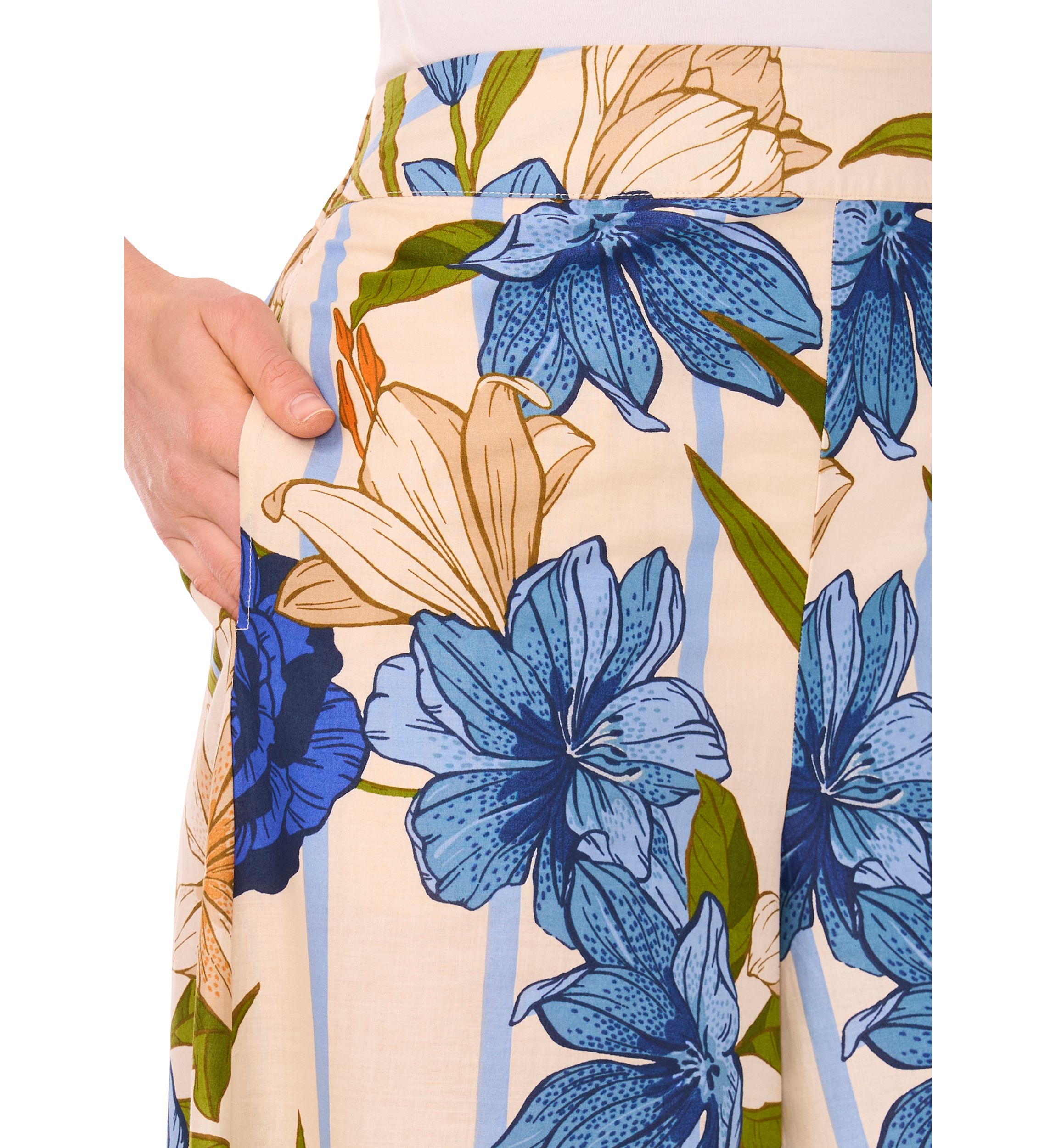 Petite Printed Wide Leg Pull On Pants