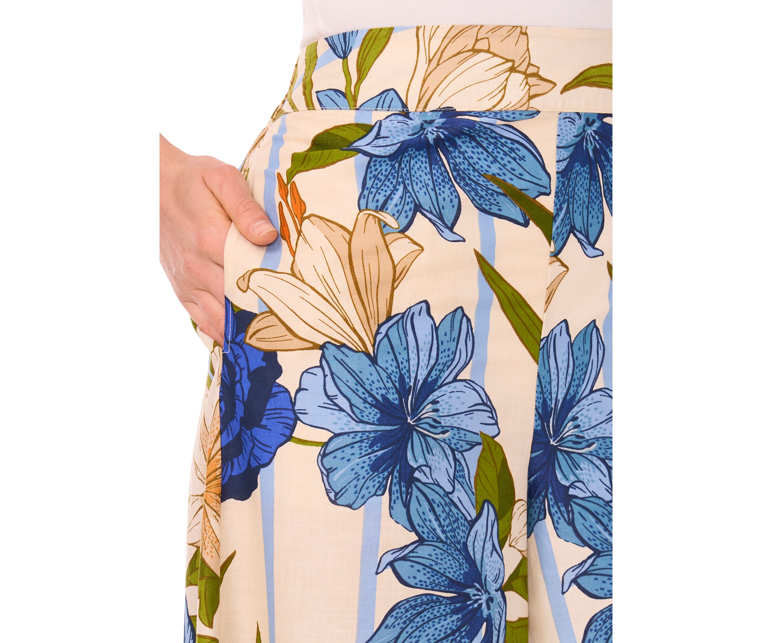 Petite Printed Wide Leg Pull On Pants