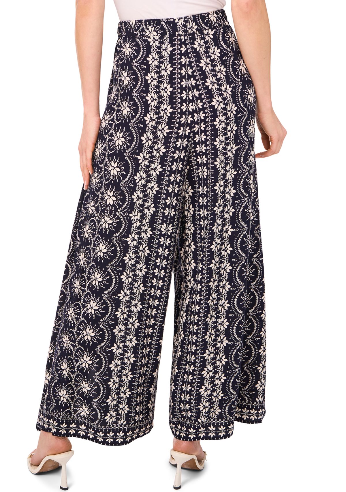 Petite High Rise Printed Wide Leg Trousers