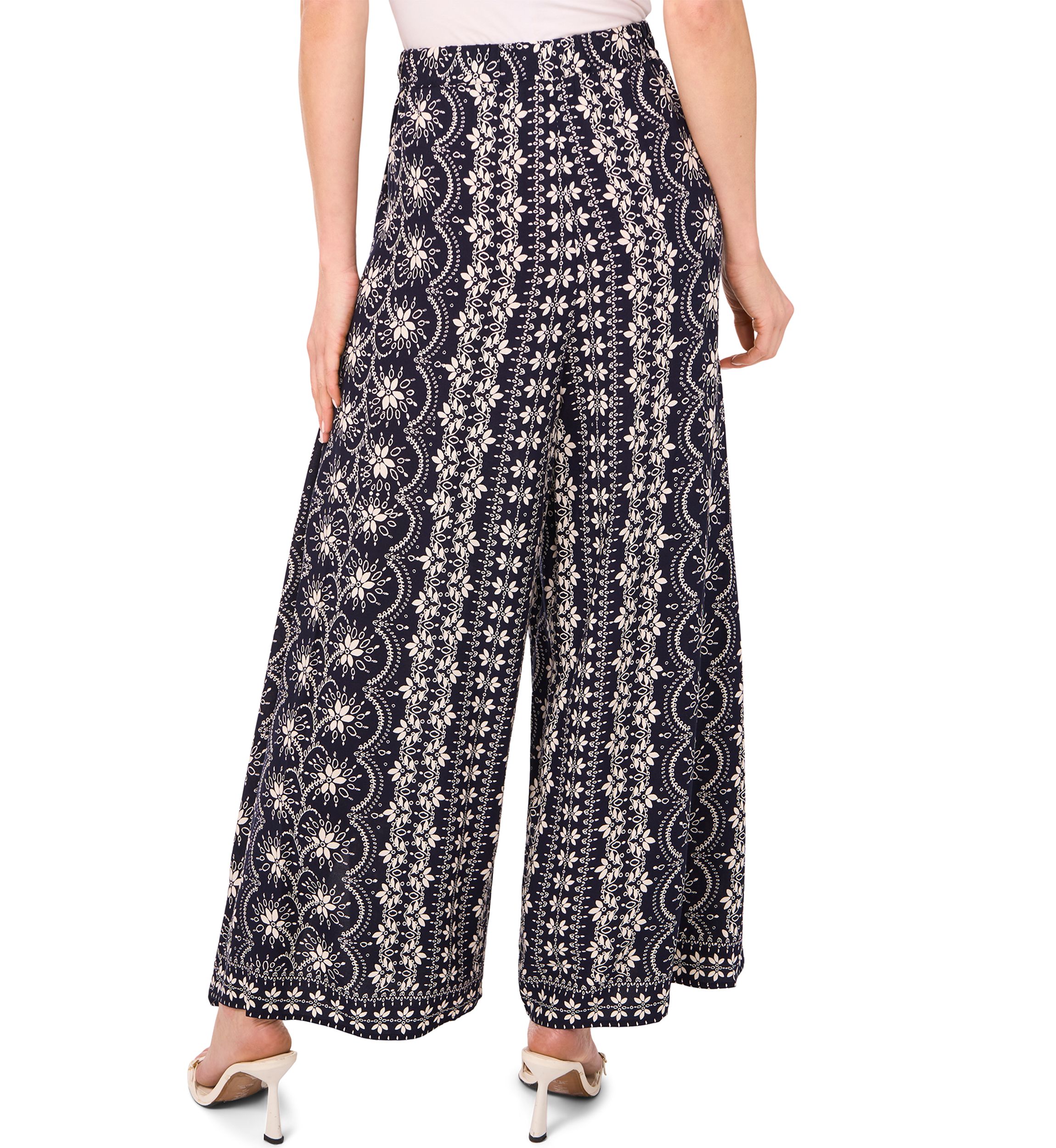 Petite High Rise Printed Wide Leg Trousers