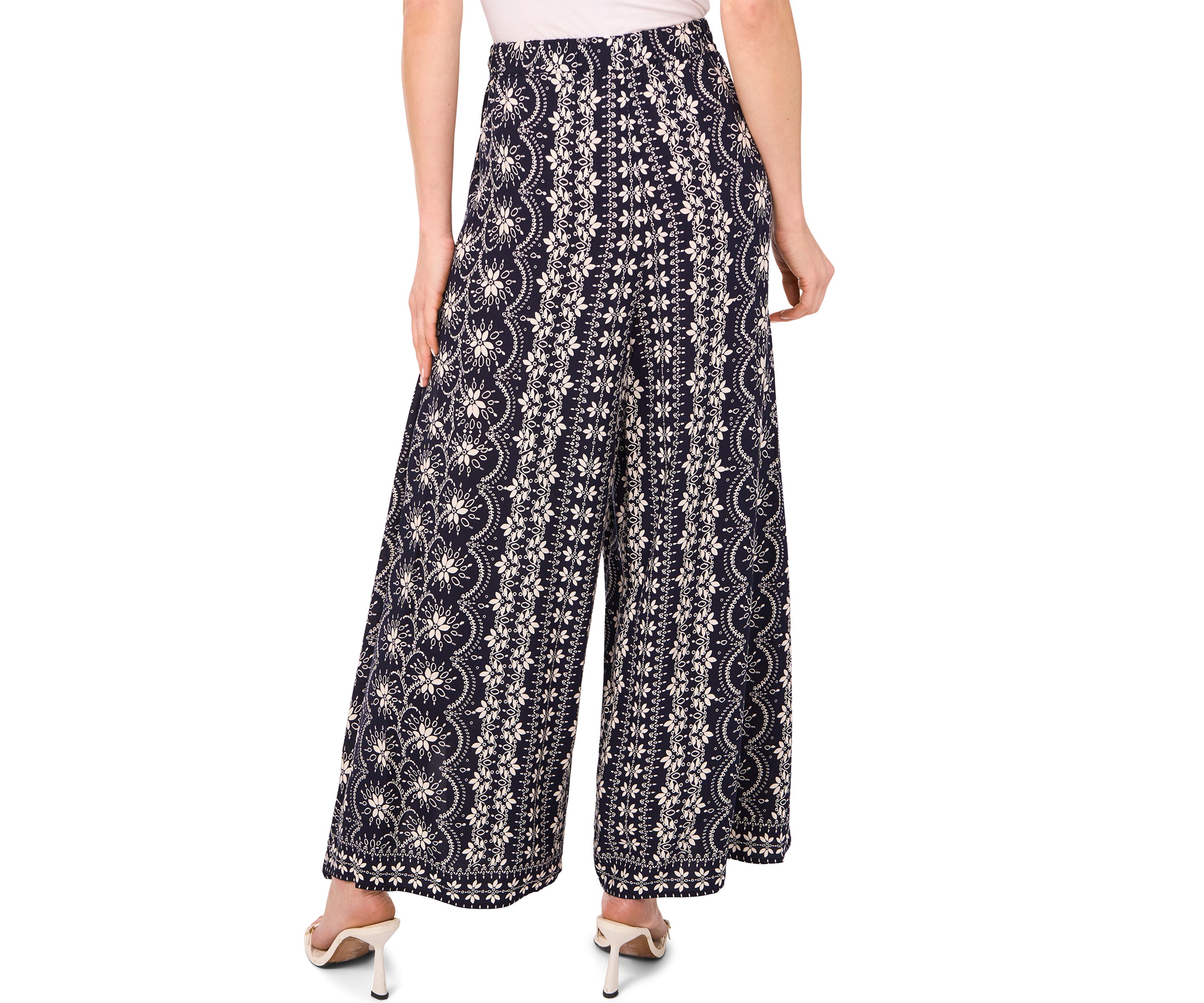 Petite High Rise Printed Wide Leg Trousers