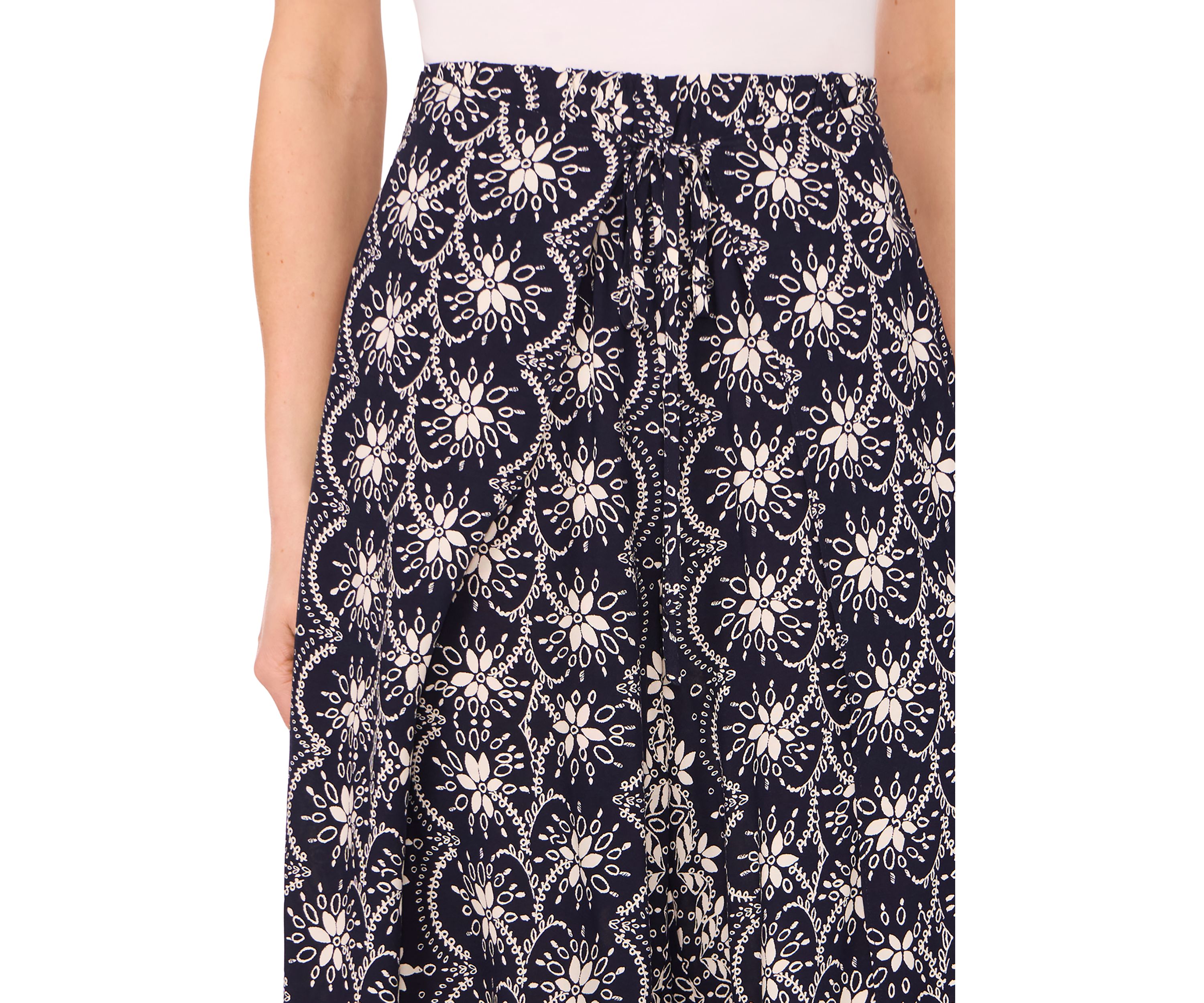 Petite High Rise Printed Wide Leg Trousers