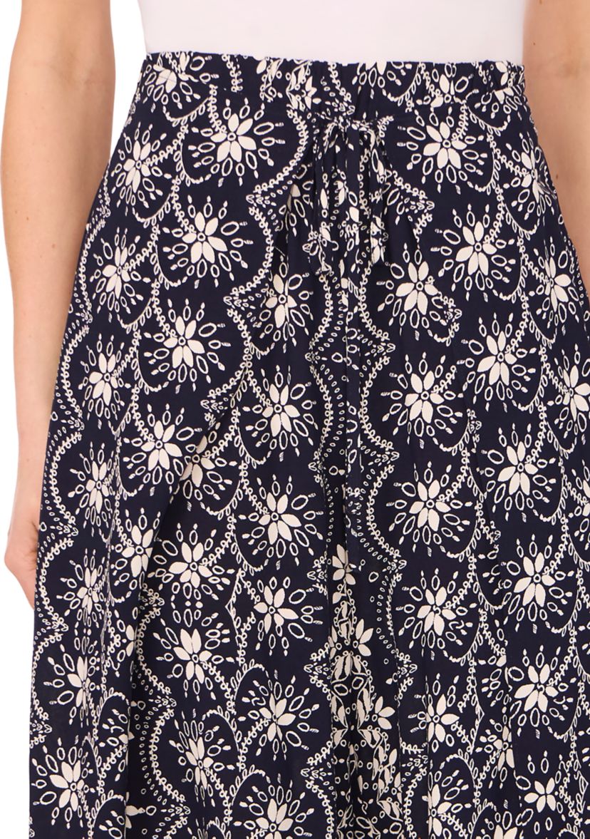 Petite High Rise Printed Wide Leg Trousers