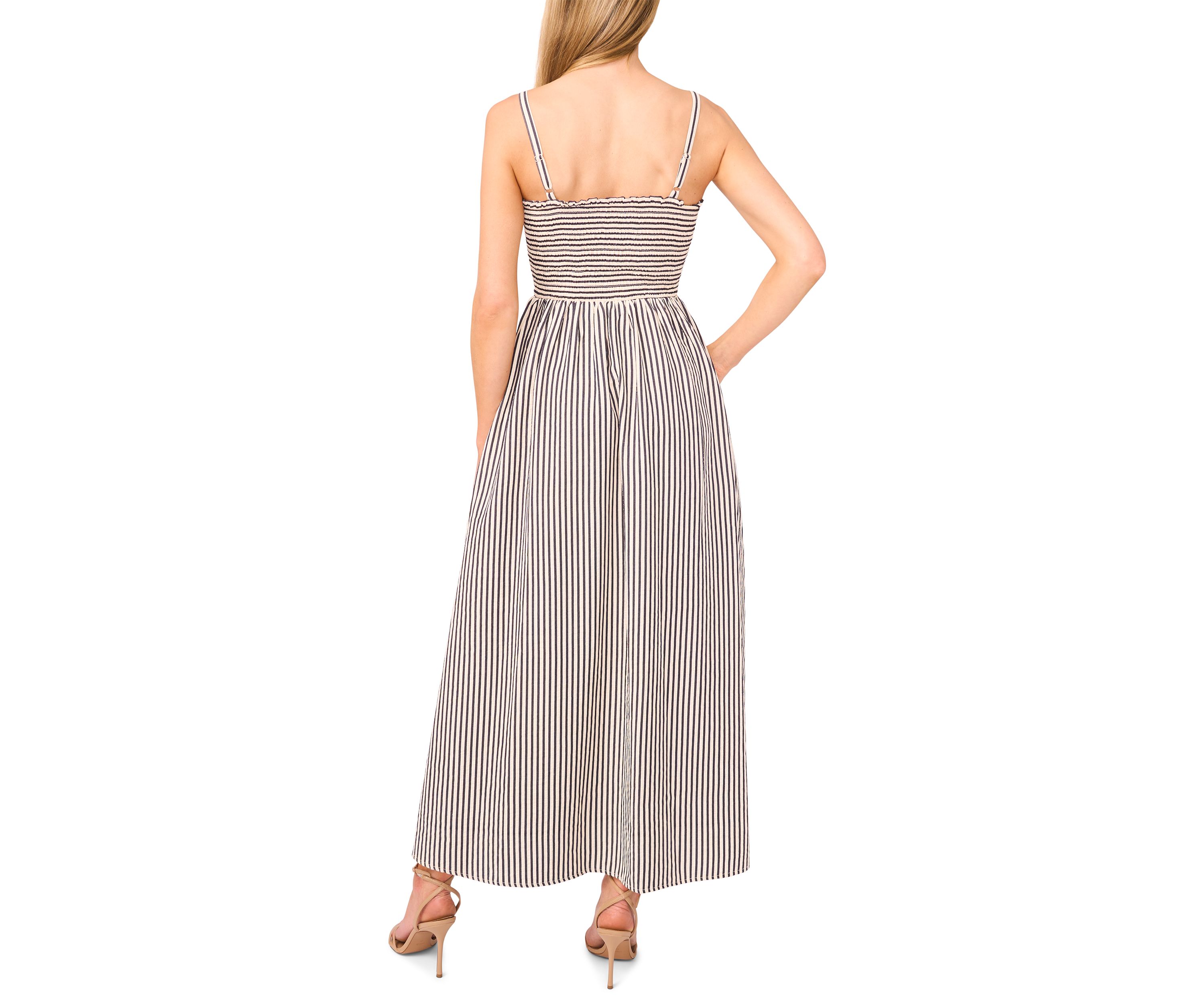 Petite Smocked Tie Strap Maxi Dress