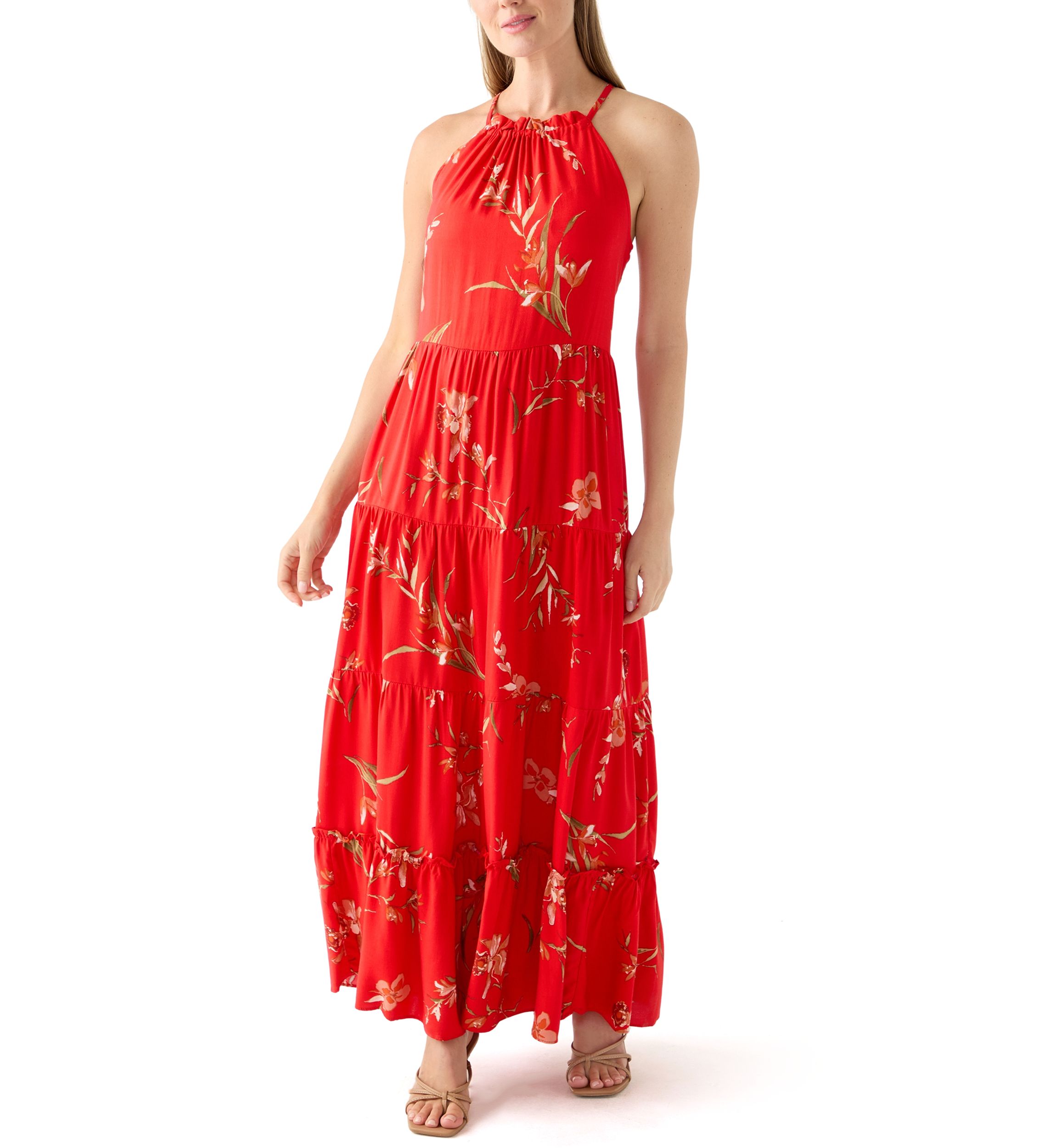 Petite Tiered Halter Maxi Dress