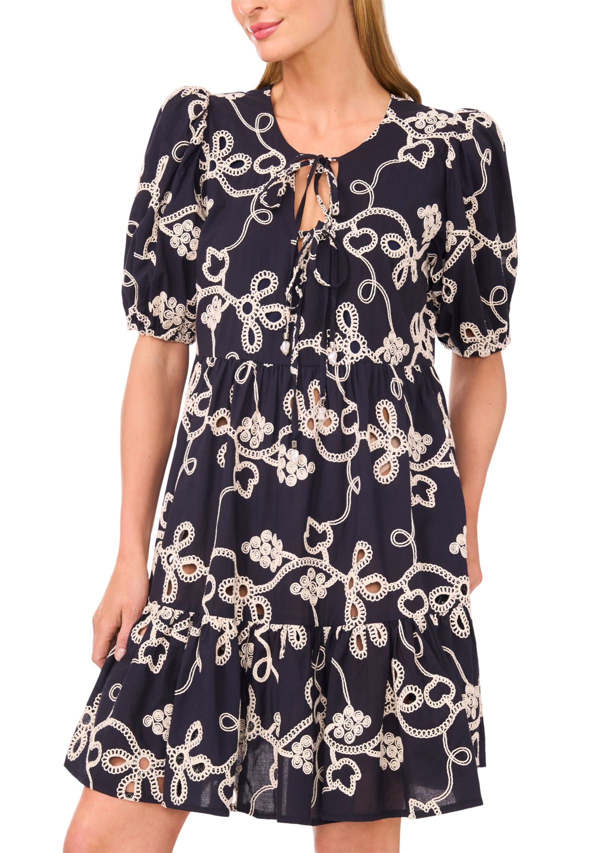 Petite Printed Puff Sleeve Dress