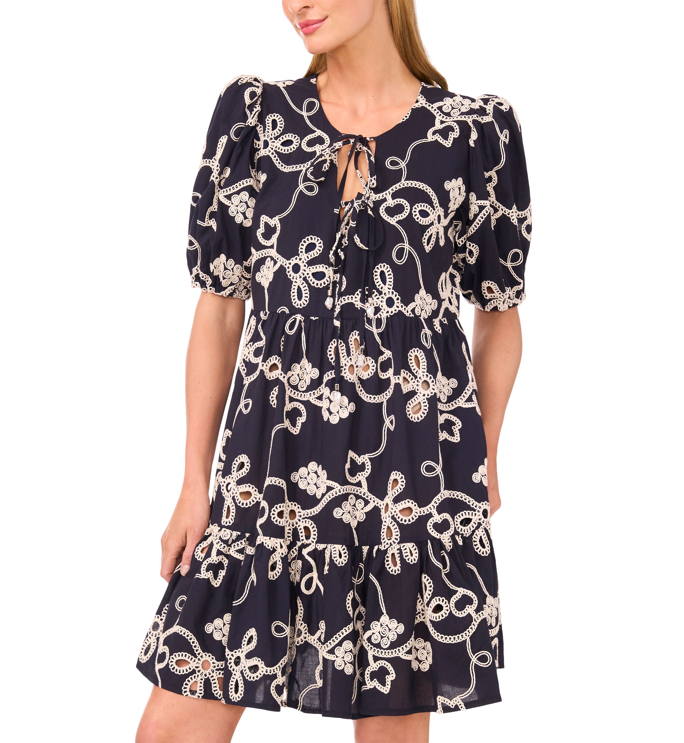 Petite Printed Puff Sleeve Dress