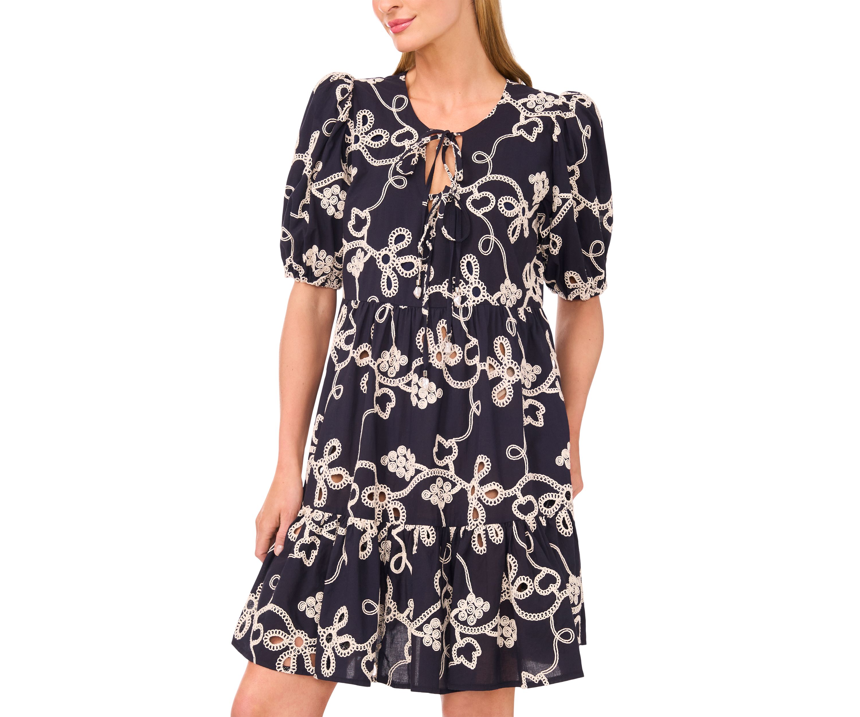Petite Printed Puff Sleeve Dress