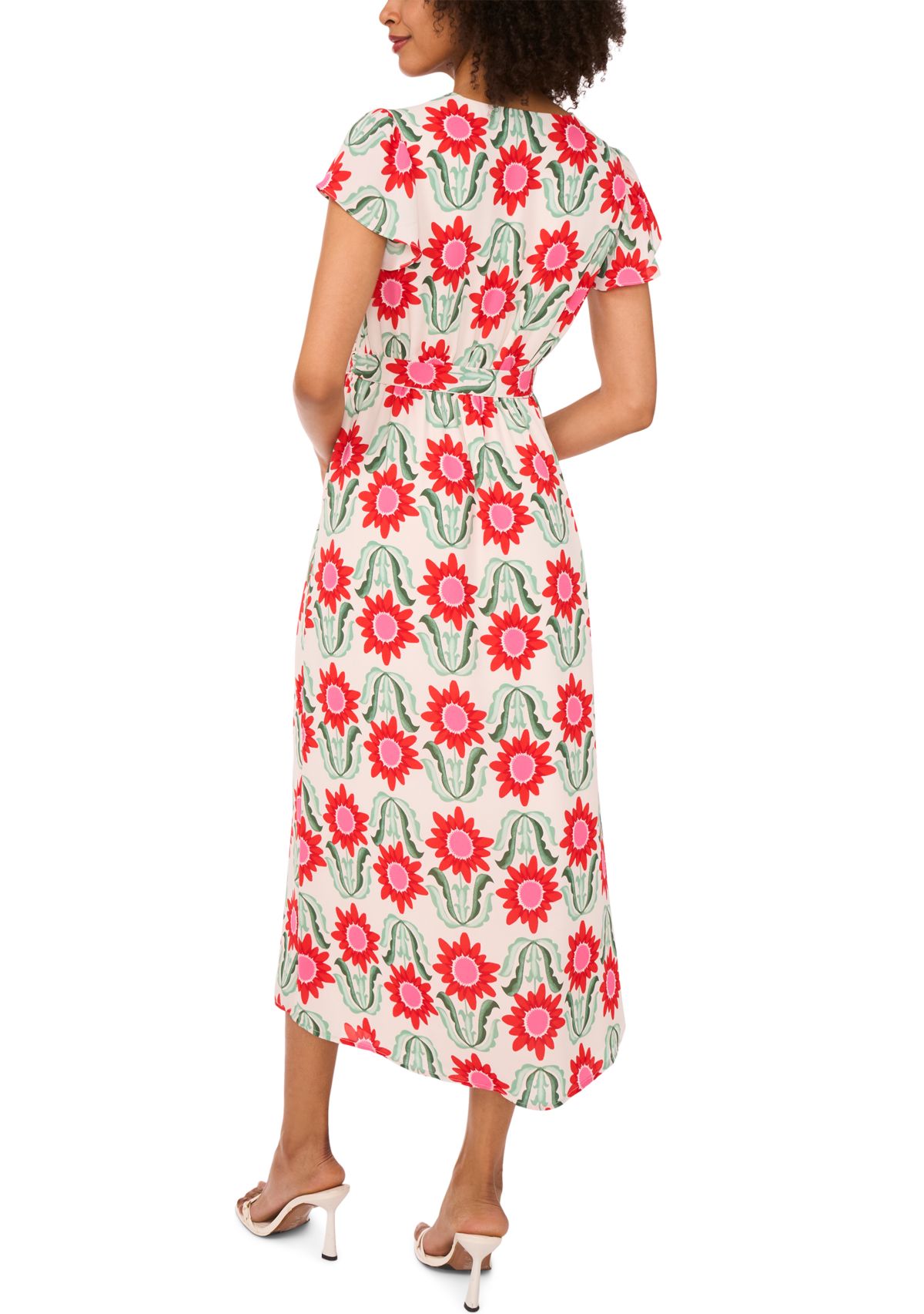 Petite Retro Floral Printed Dress