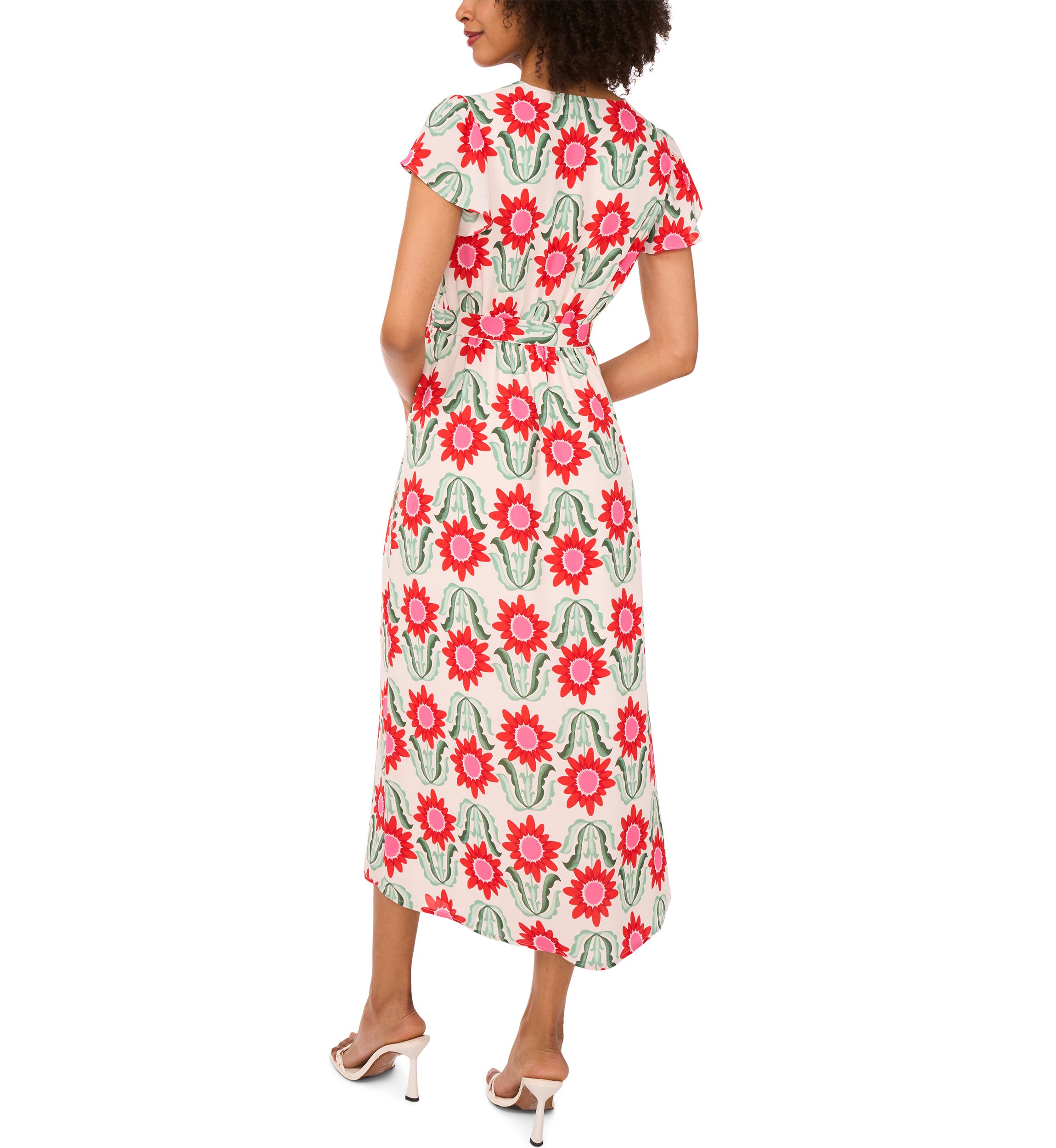 Petite Retro Floral Printed Dress