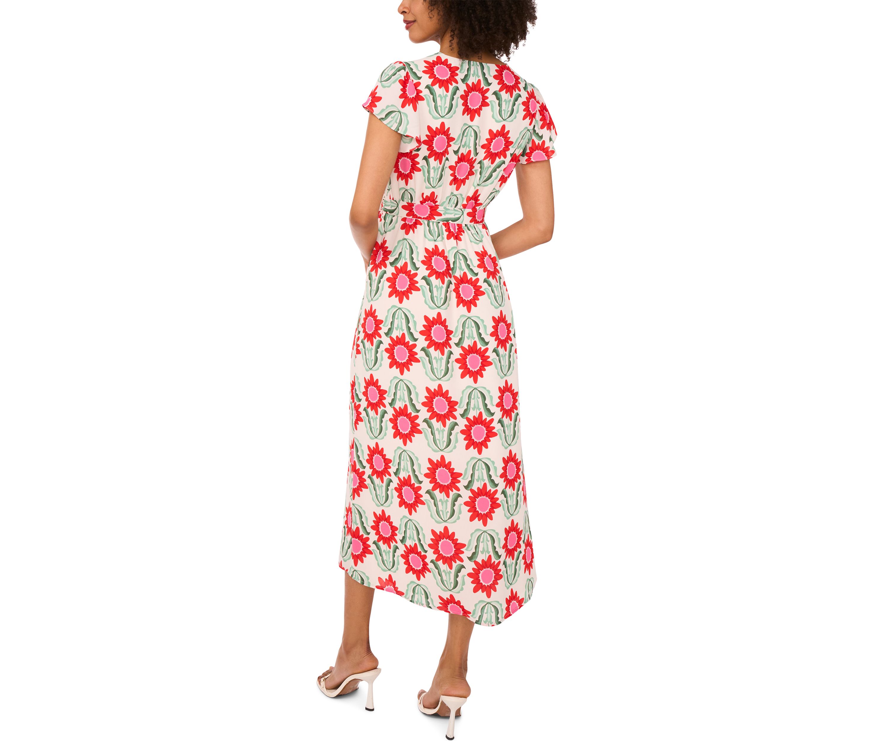 Petite Retro Floral Printed Dress