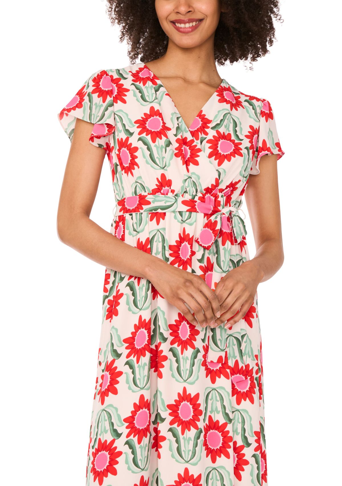 Petite Retro Floral Printed Dress