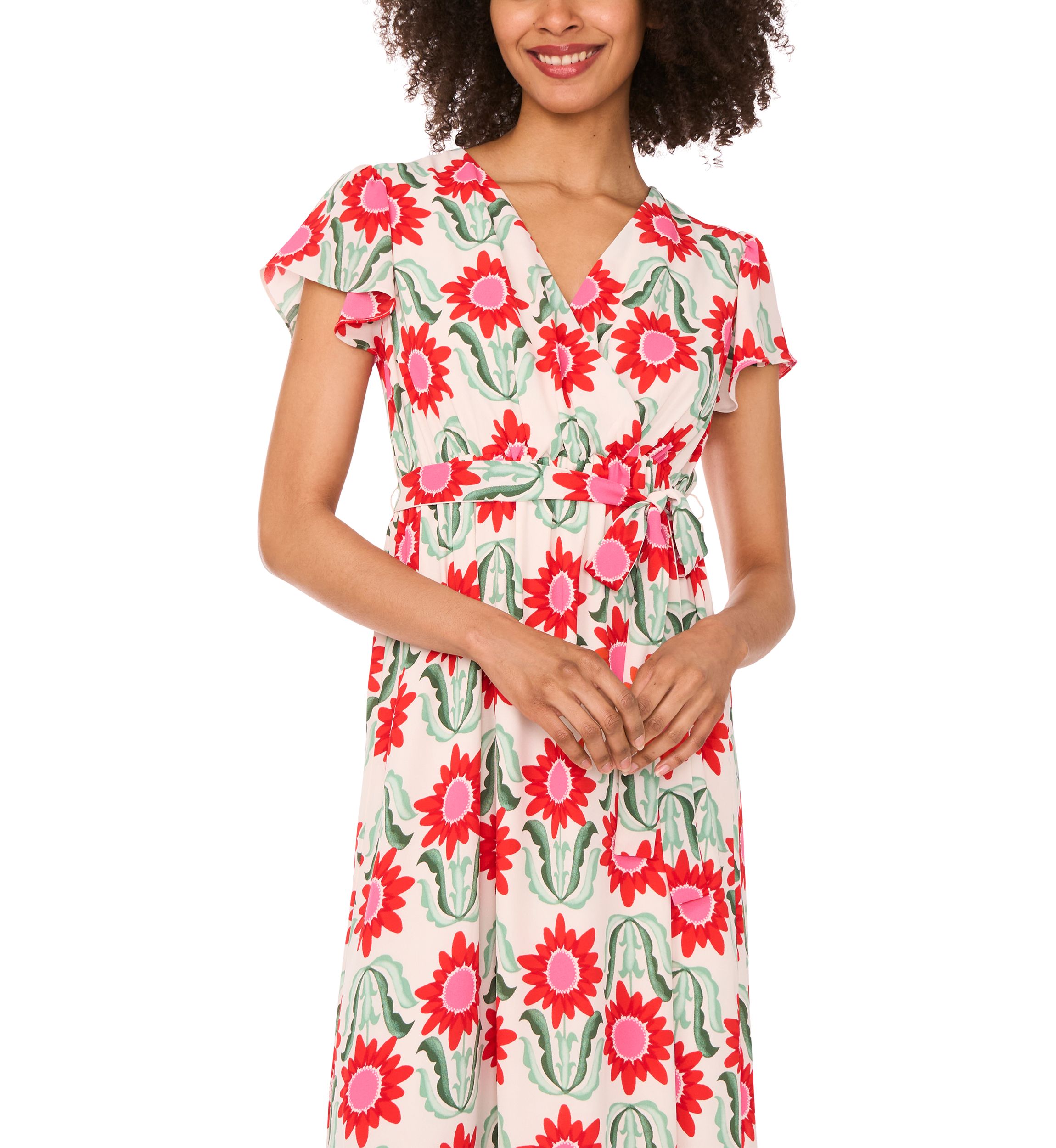 Petite Retro Floral Printed Dress