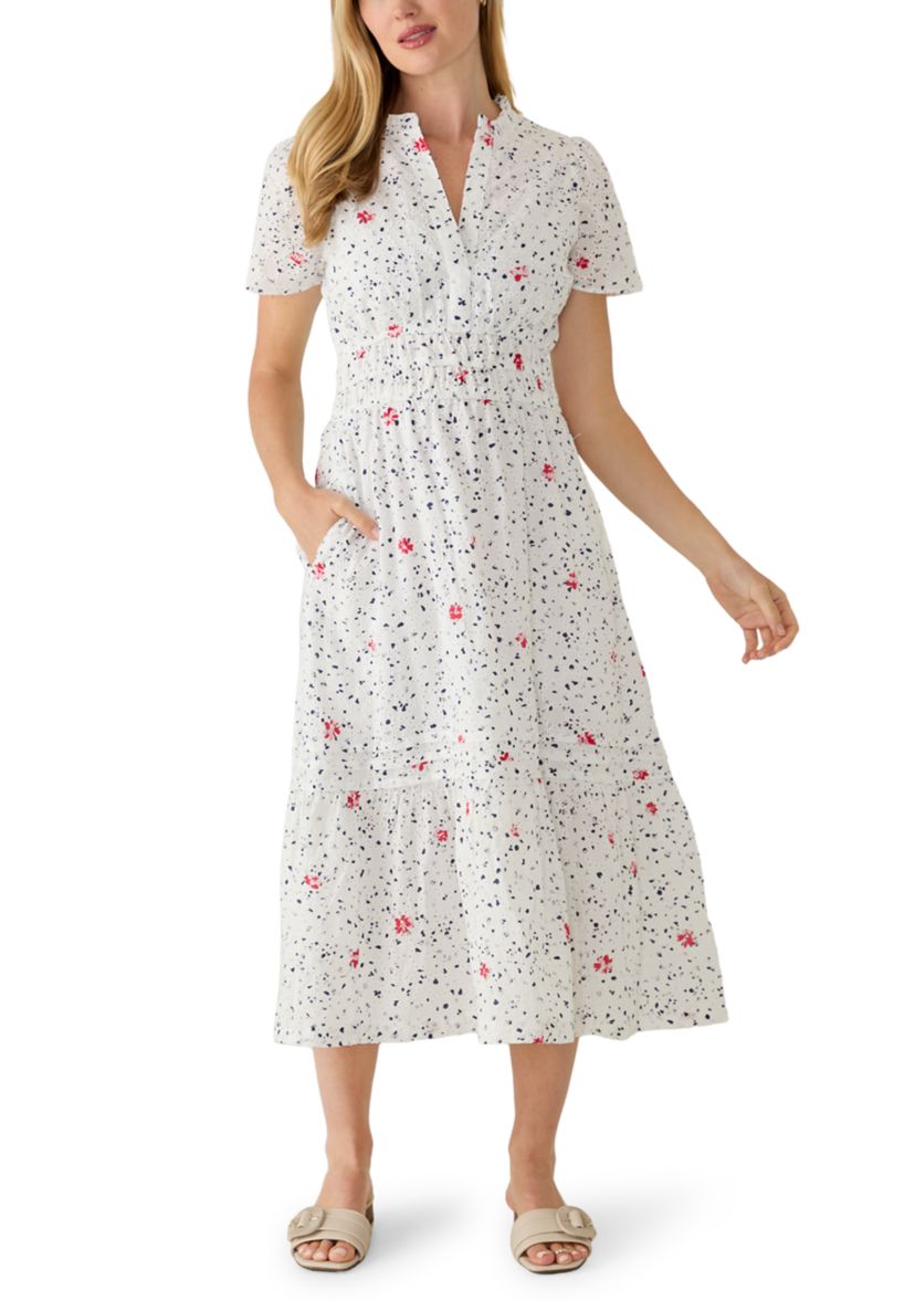 CeCe Petite Size Surplice Smocked Waist Dress | Belk
