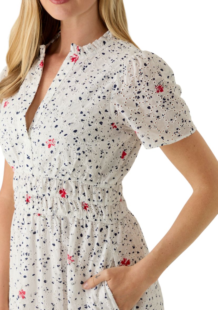 CeCe Petite Size Surplice Smocked Waist Dress | Belk