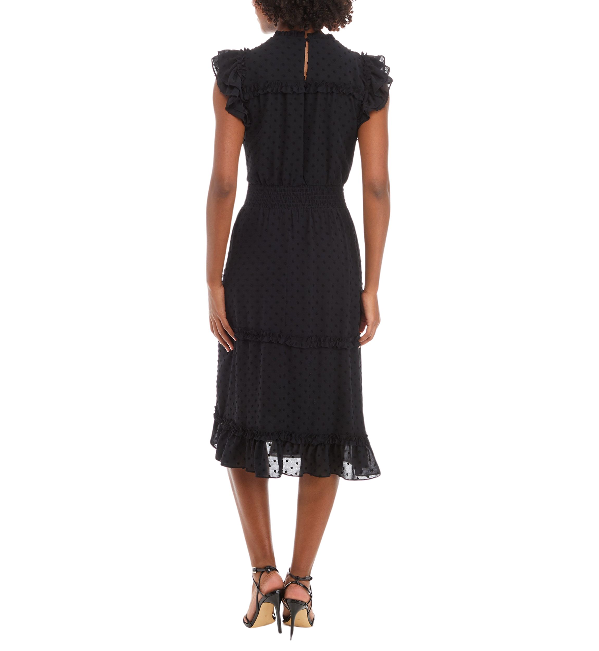 Petite Short Flutter Sleeve Slip Dot Midi Dress