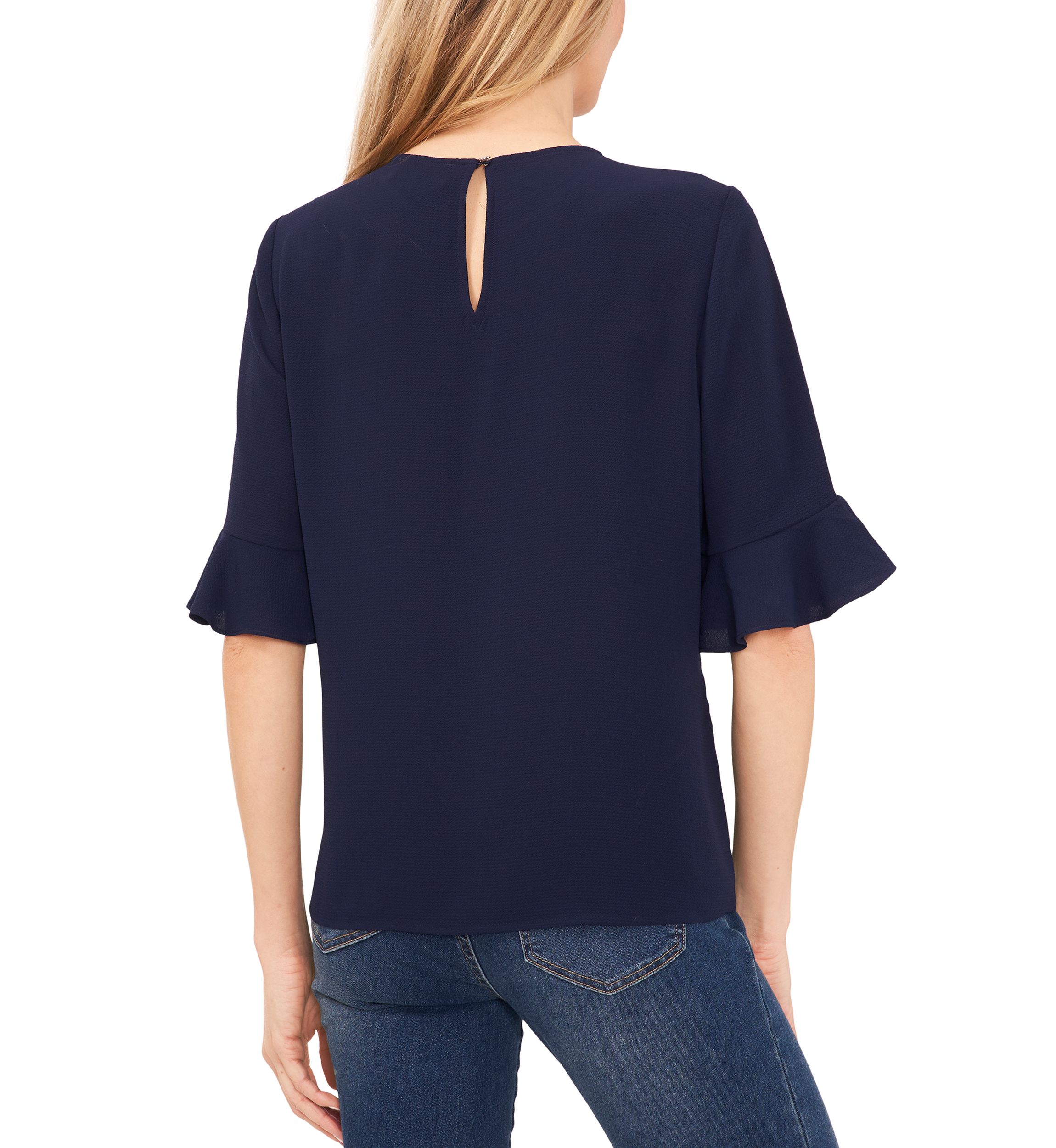 Petite Ruffle Crew Neck Blouse