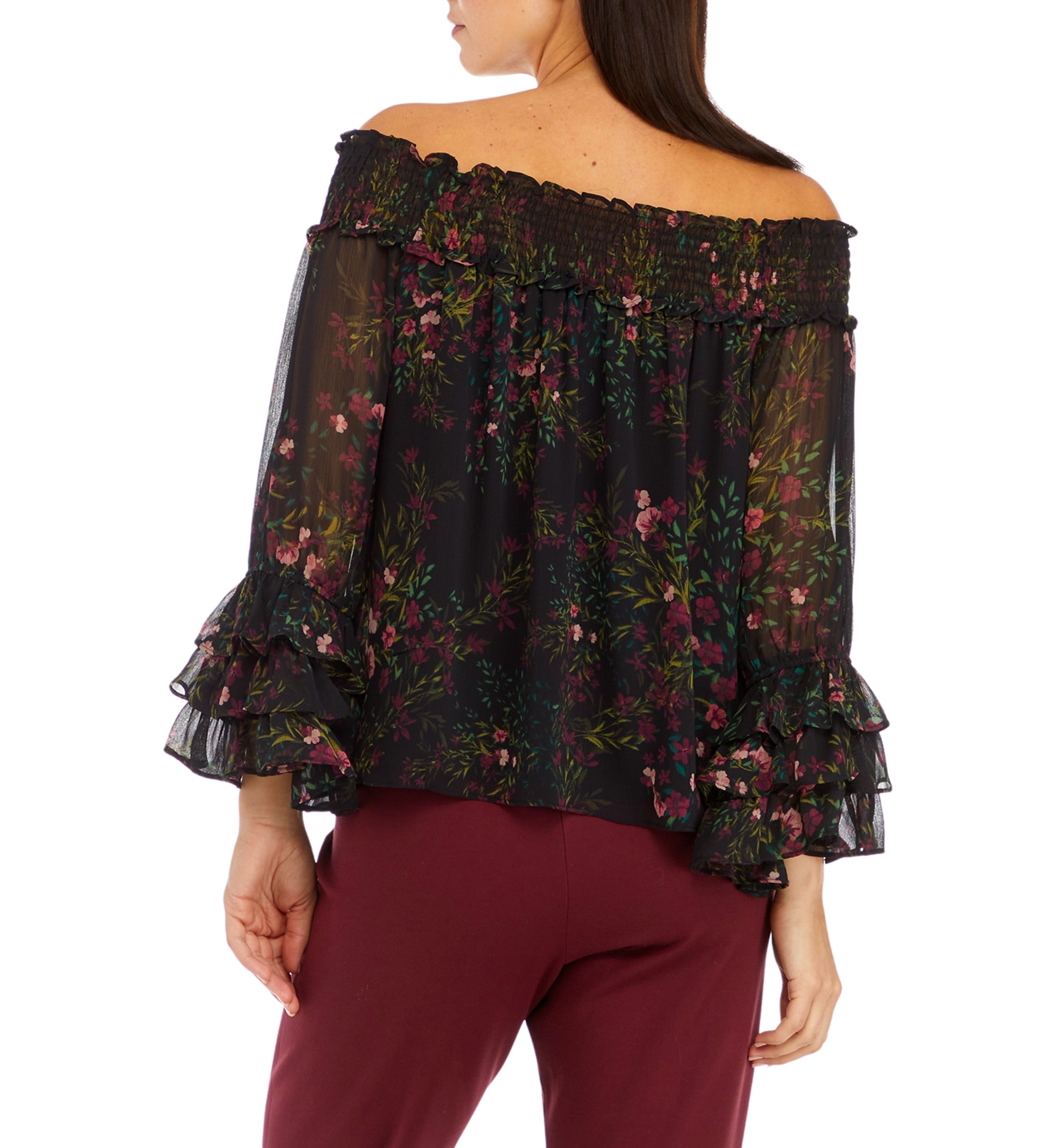 Petite Long Sleeve Off the Shoulder Top