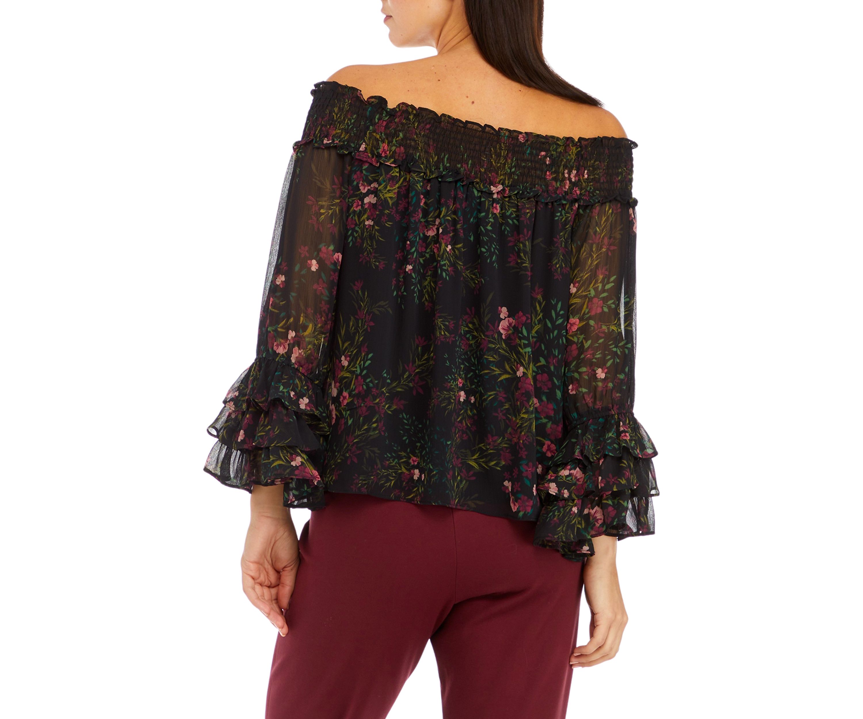 Petite Long Sleeve Off the Shoulder Top