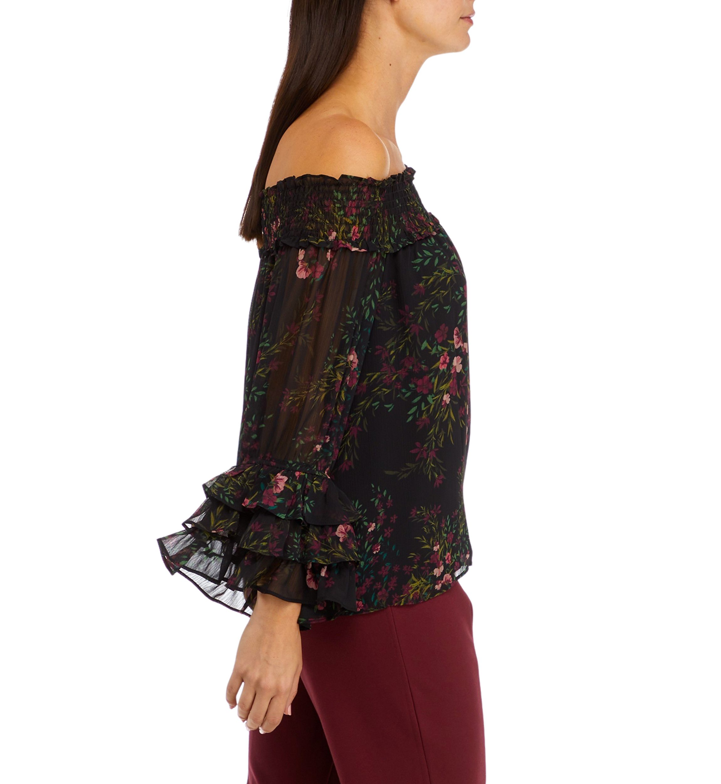Petite Long Sleeve Off the Shoulder Top