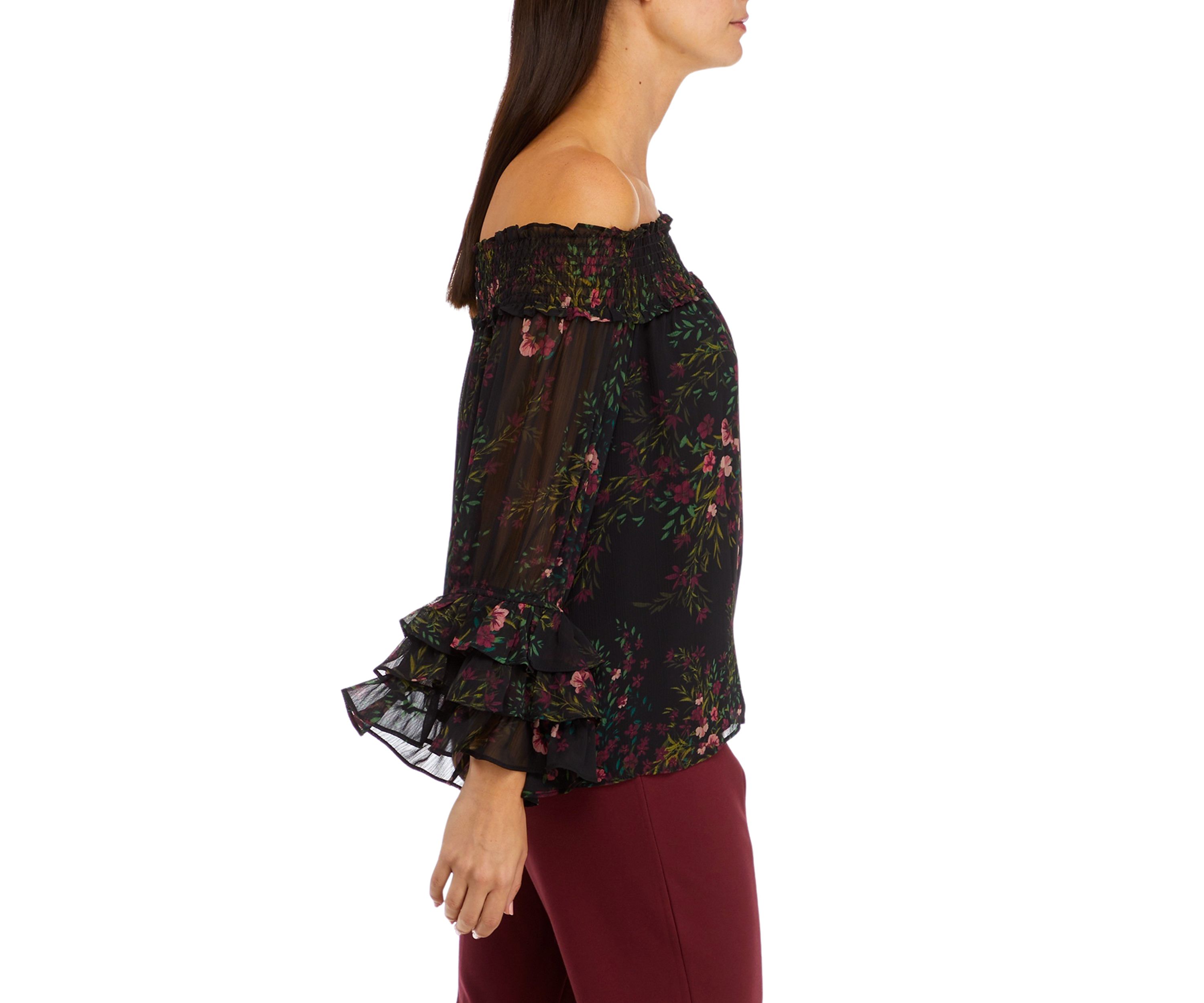 Petite Long Sleeve Off the Shoulder Top
