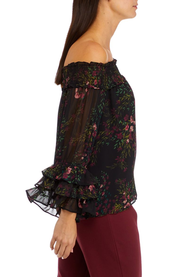 Petite Long Sleeve Off the Shoulder Top