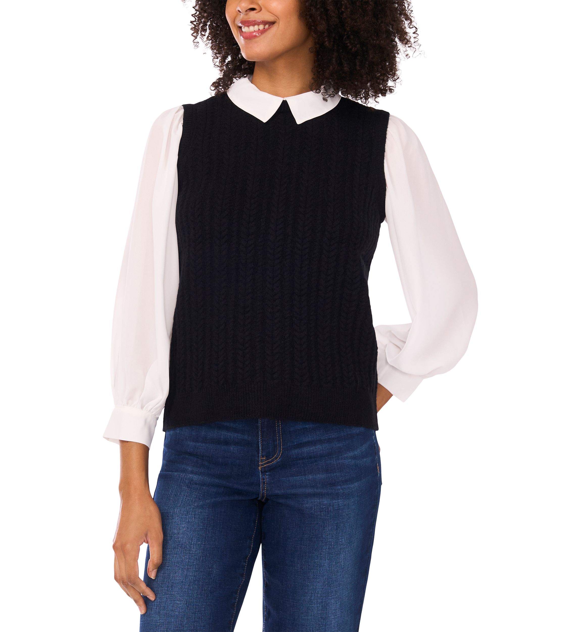Petite Twofer Cable Vest