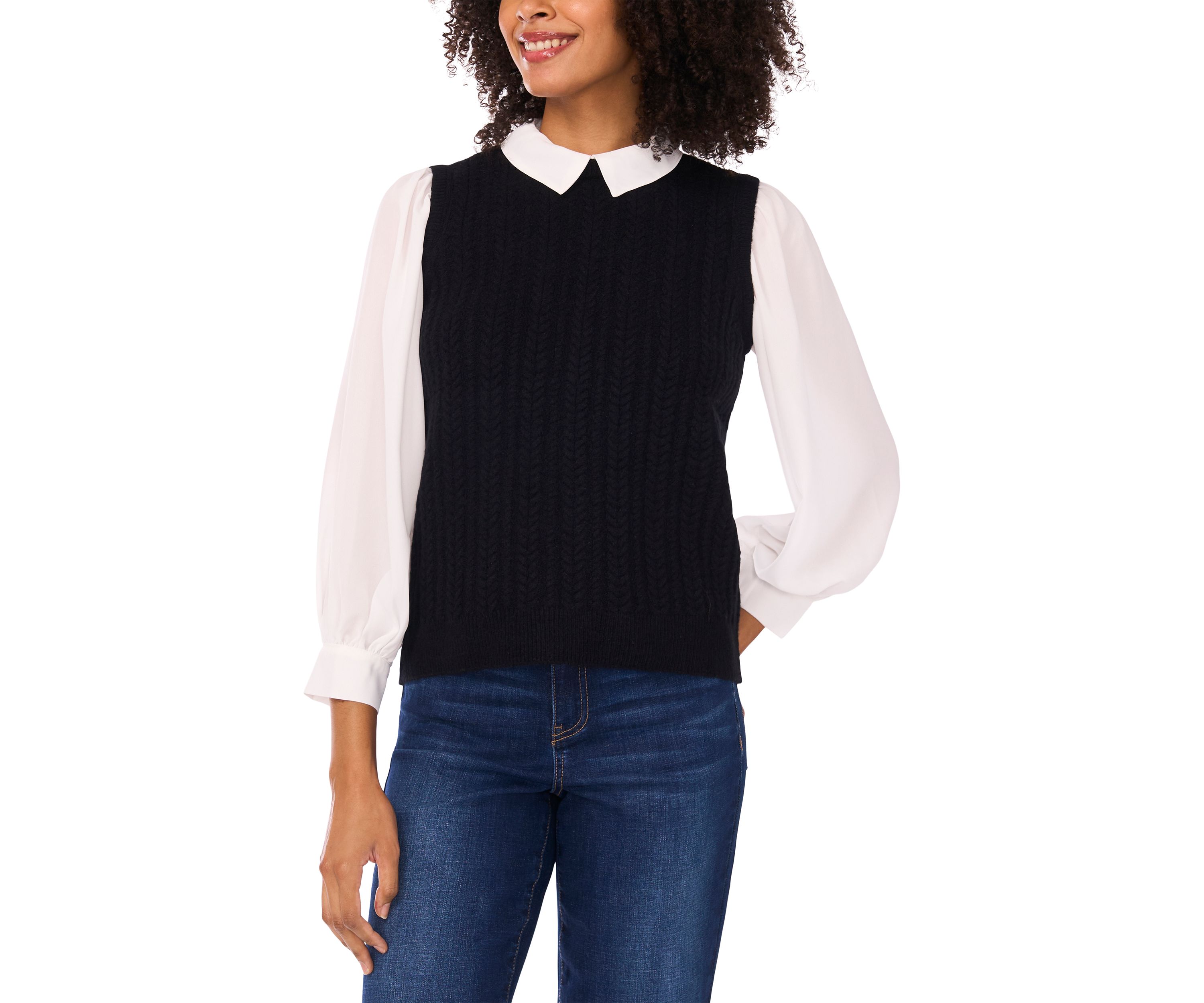 Petite Twofer Cable Vest