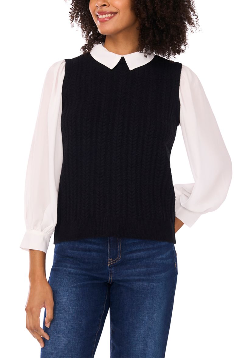 Petite Twofer Cable Vest
