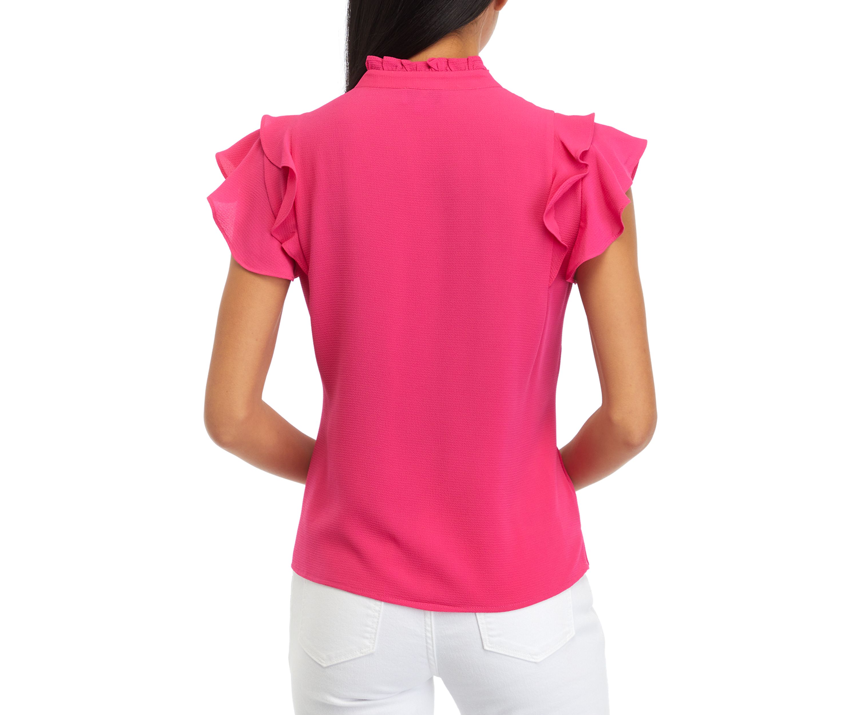 Petite Button Up Pintuck Blouse