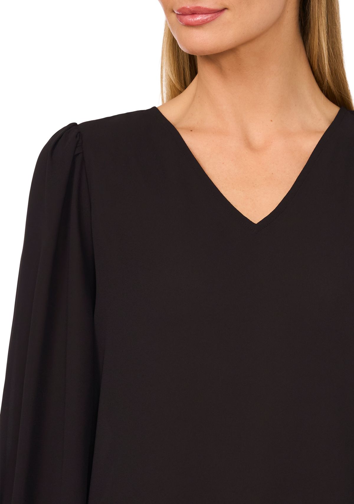 Petite Long Sleeve Blouse with Smocking