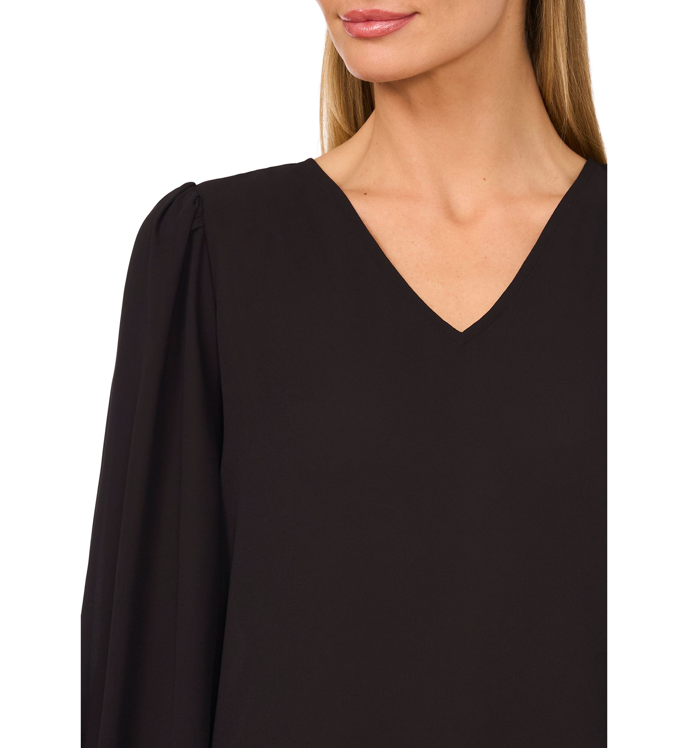 Petite Long Sleeve Blouse with Smocking