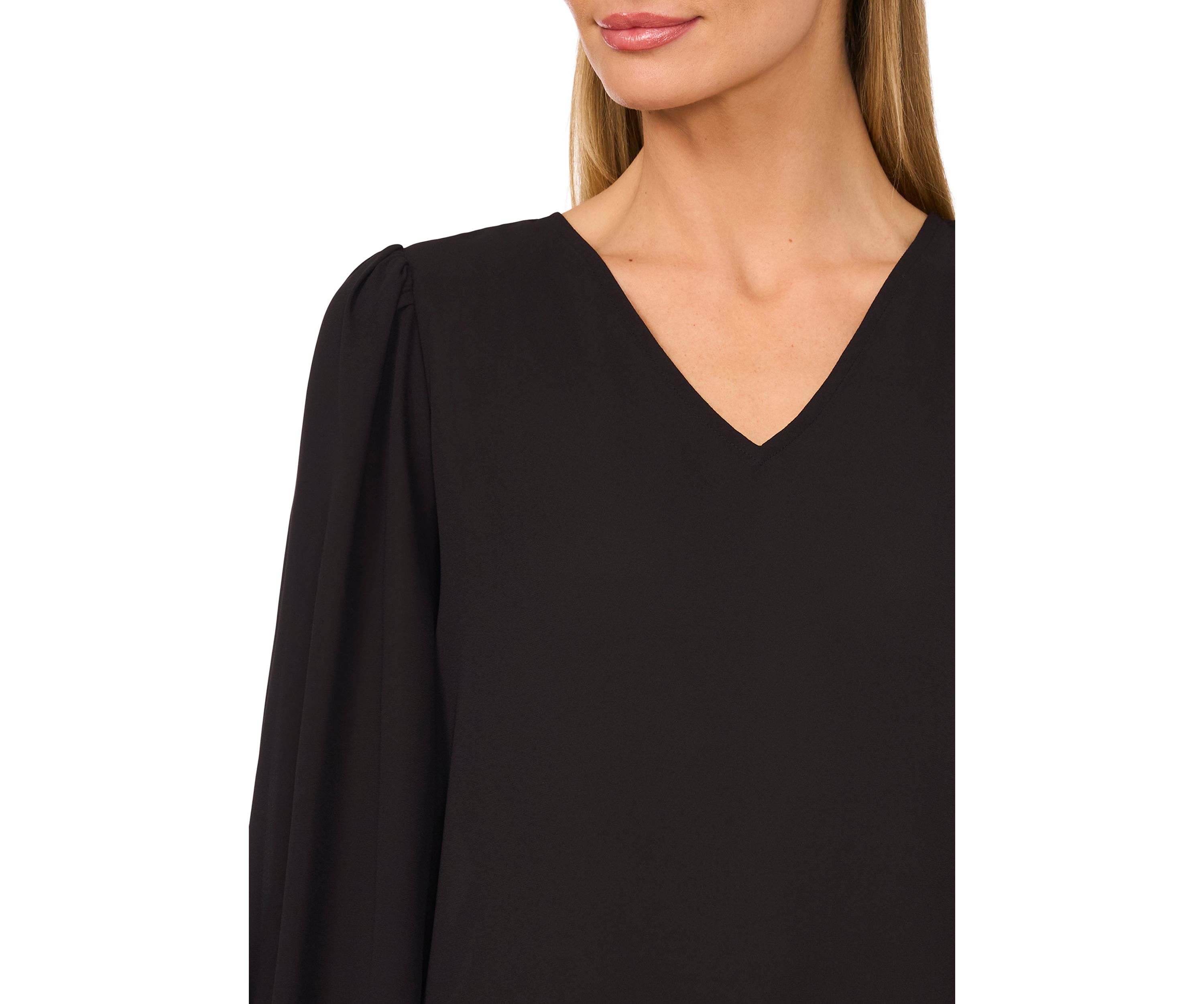 Petite Long Sleeve Blouse with Smocking