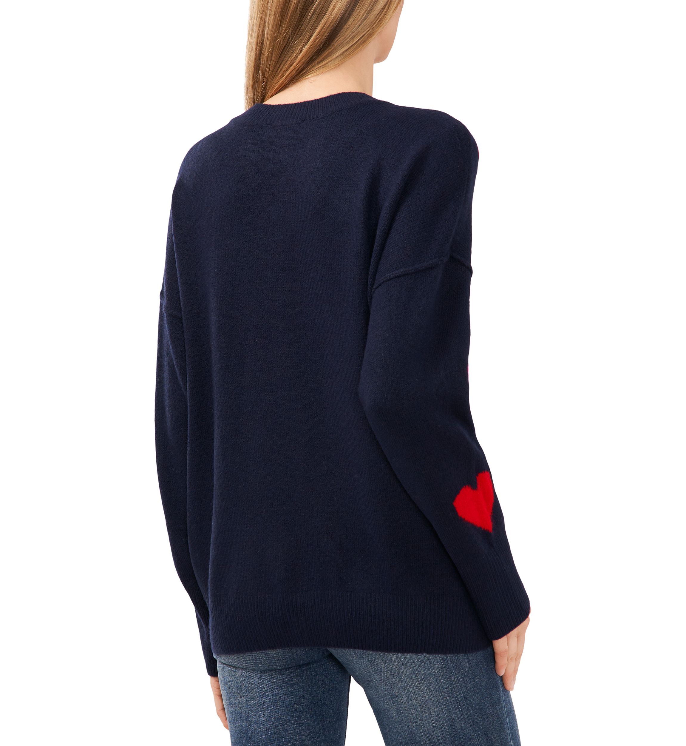 Petite Heart Pattern Crew Neck Sweater 