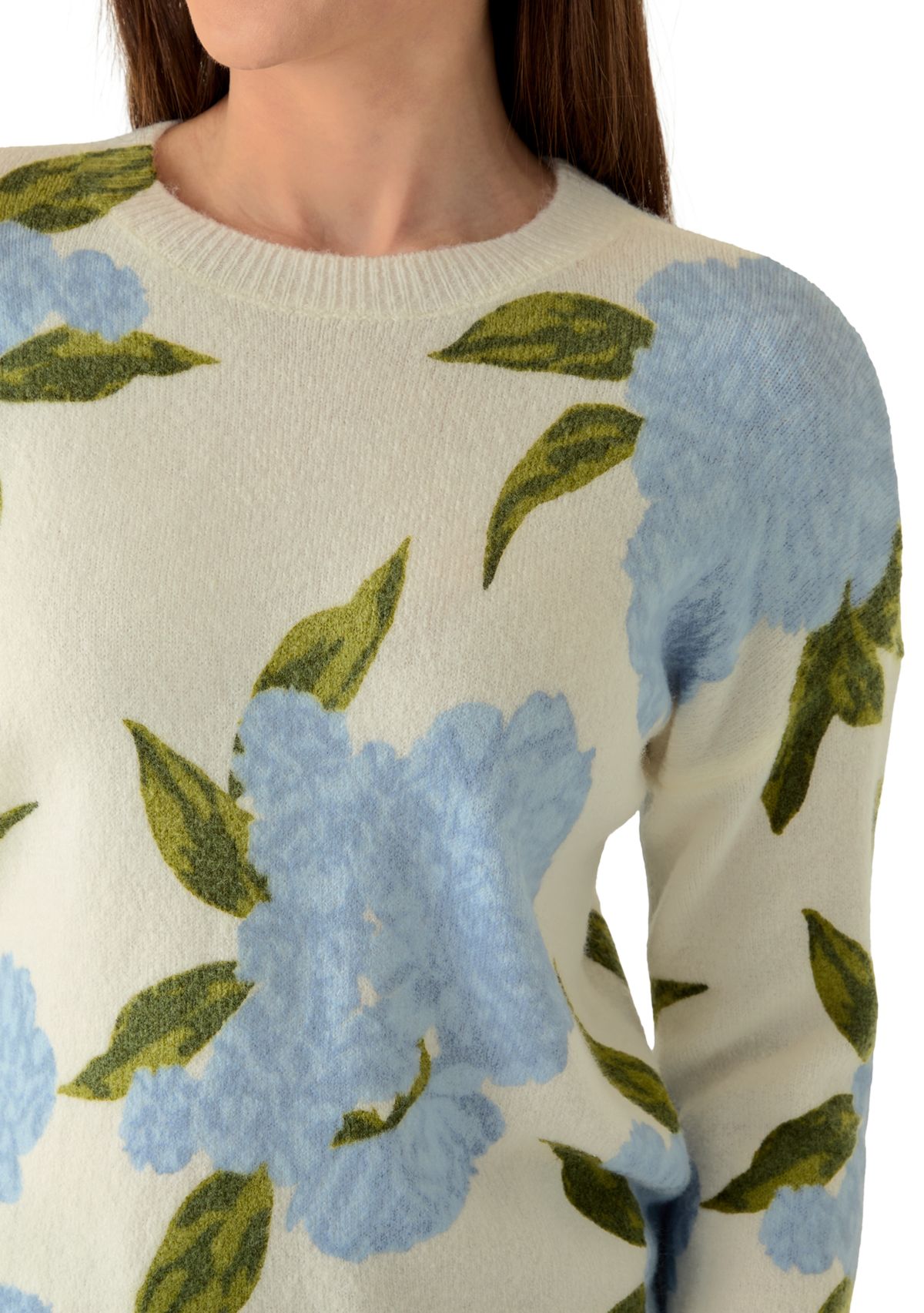  Petite Long Sleeve Hydrangea Sweater 