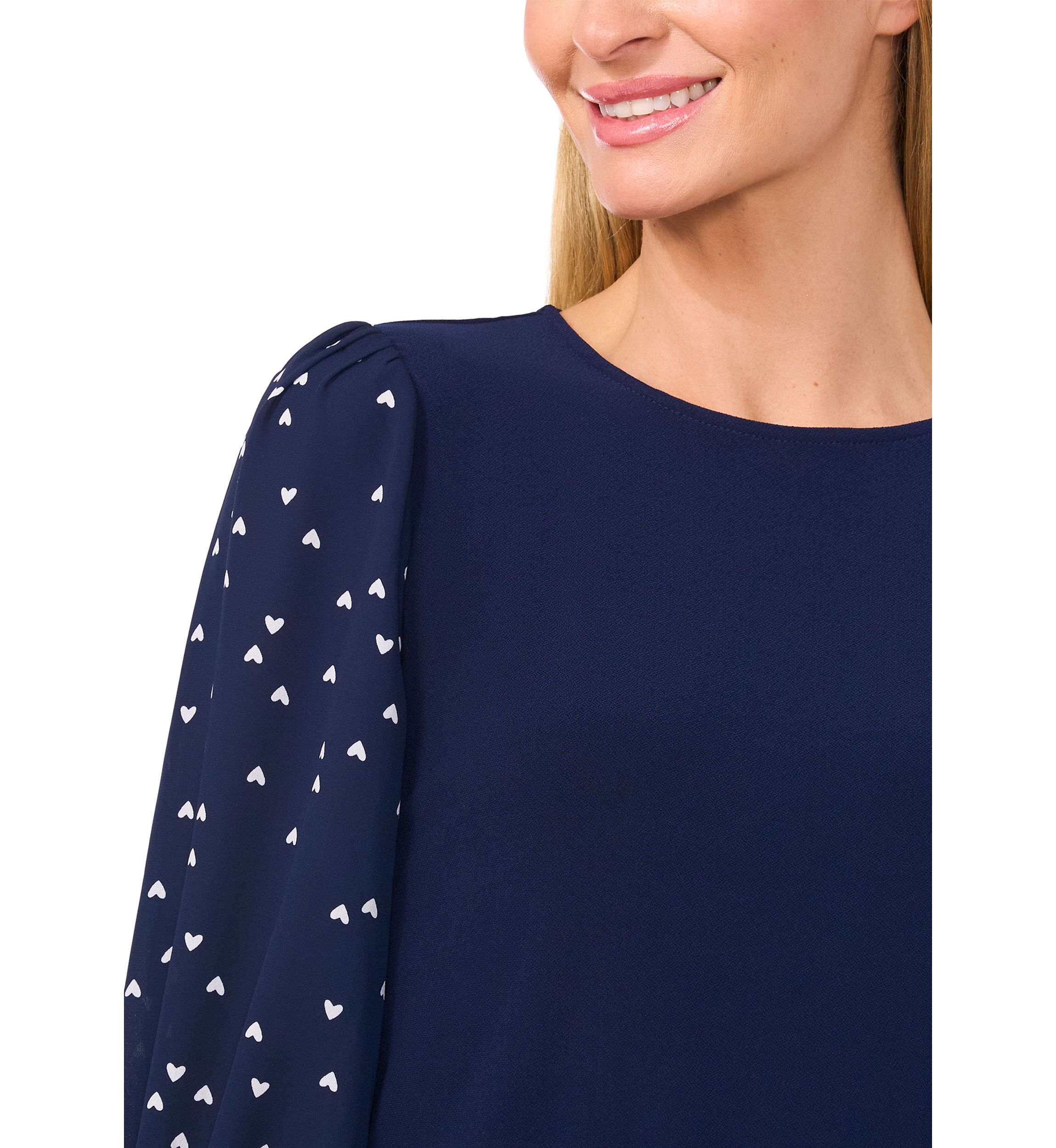 Petite 3/4 Sleeve Mixed Media Top 