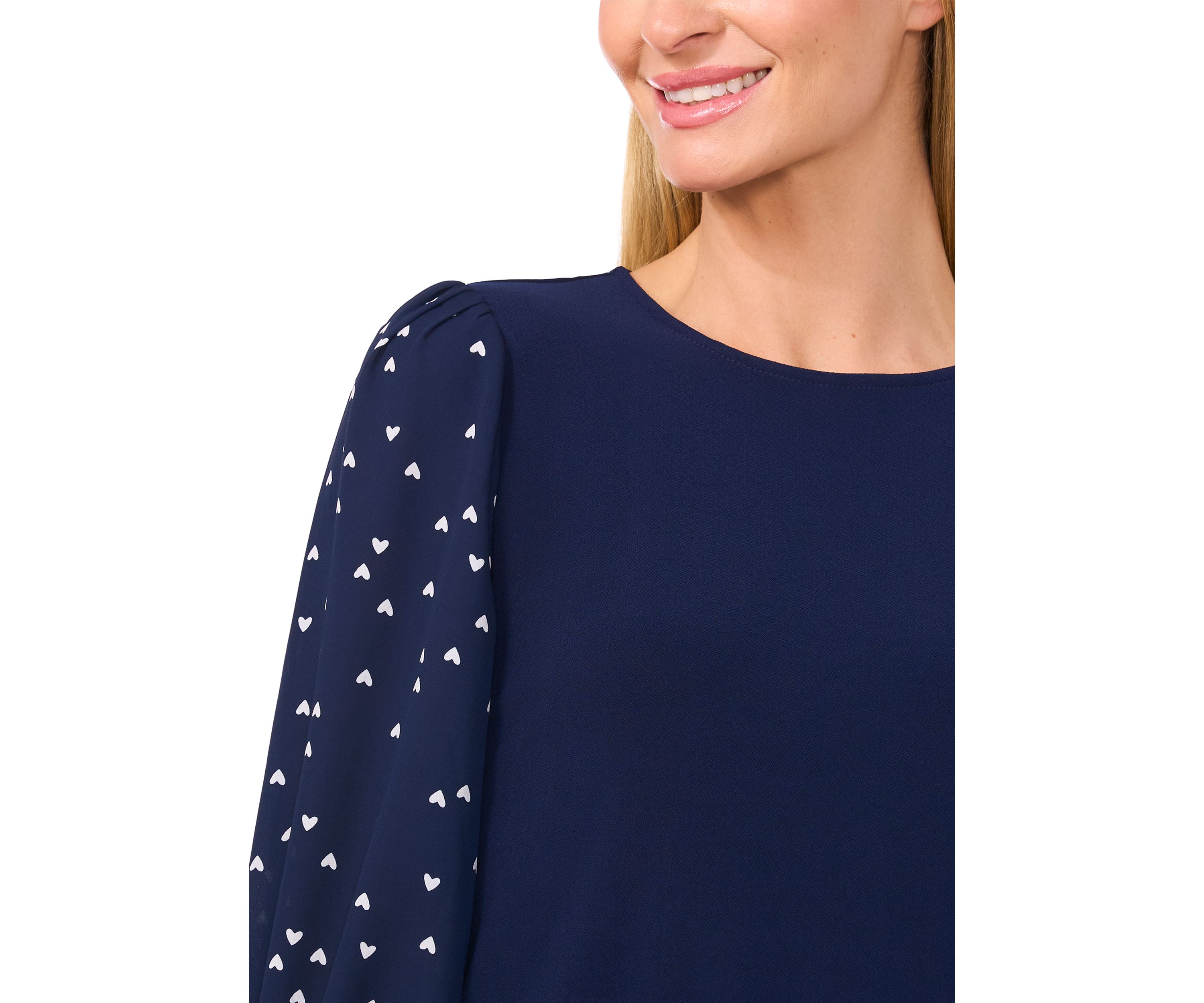 Petite 3/4 Sleeve Mixed Media Top 